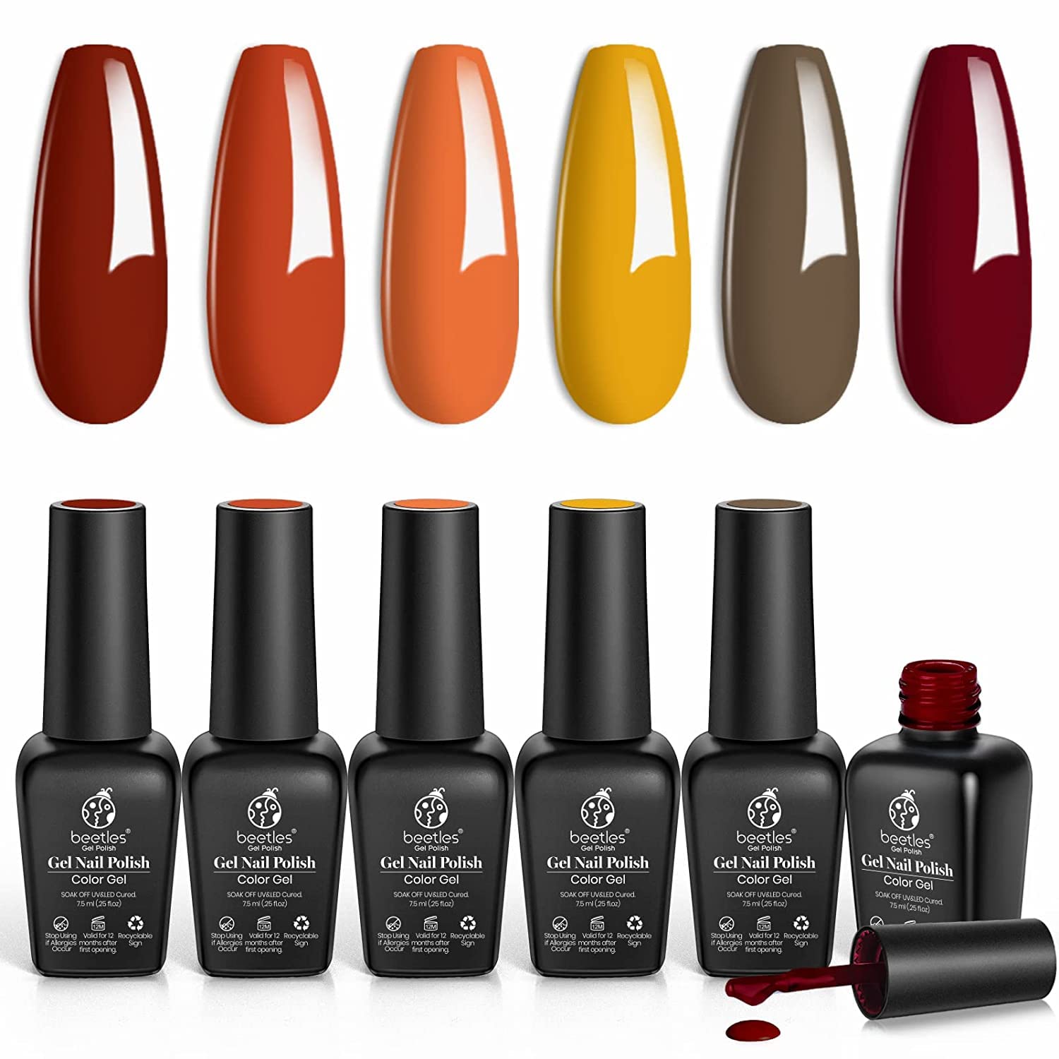 Beetles Nude Gel Nail Polish Set - 6 Colors Nude Pink Brown Neutral Jelly Gel Polish Kit Sheer Translucent Effect Soak Off UV Nail Art Design Drunken Rose Collection Manicure Gift for Women : Beauty & Personal Care