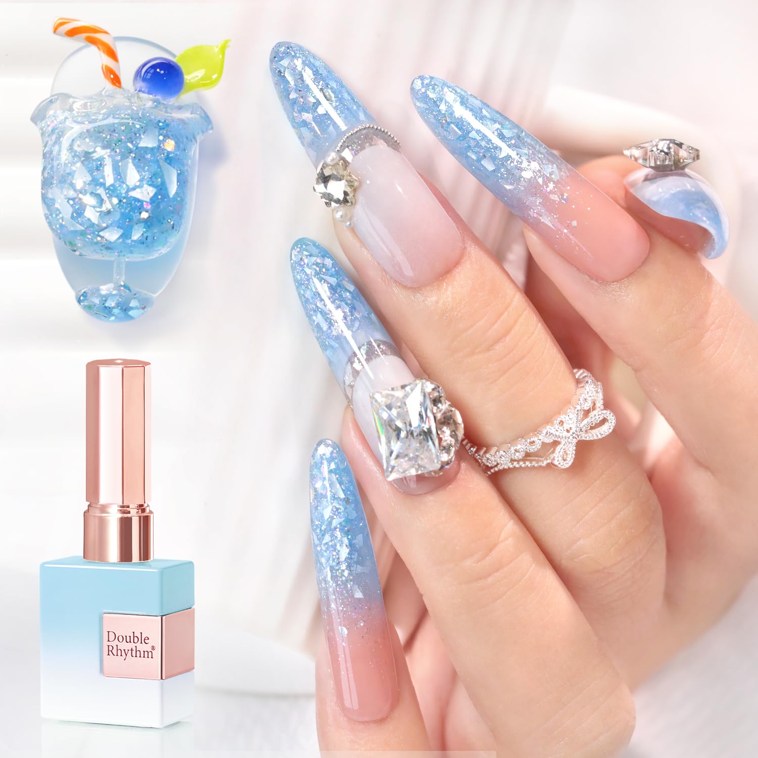 Double Rhythm 0.5Oz Glitter Gel Polish Shimmer Reflective Color for Nail Art Salon DIY Soak Off 15ml Nail Lamp Gel Polish at Home (Pink-B1161) : Beauty & Personal Care