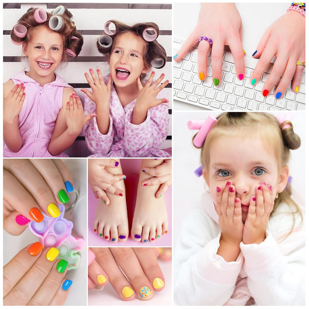 wakaniya Kids Non Toxic Nail Polish Set for Girls with Gems Nail Stickers. 7 Color Peel-Off Low Odor Nail Polish for Toddler : Beauty & Personal Care