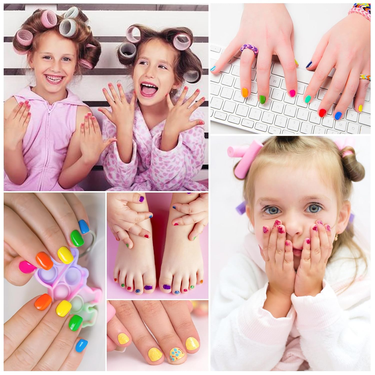 wakaniya Kids Non Toxic Nail Polish Set for Girls with Gems Nail Stickers. 7 Color Peel-Off Low Odor Nail Polish for Toddler : Beauty & Personal Care