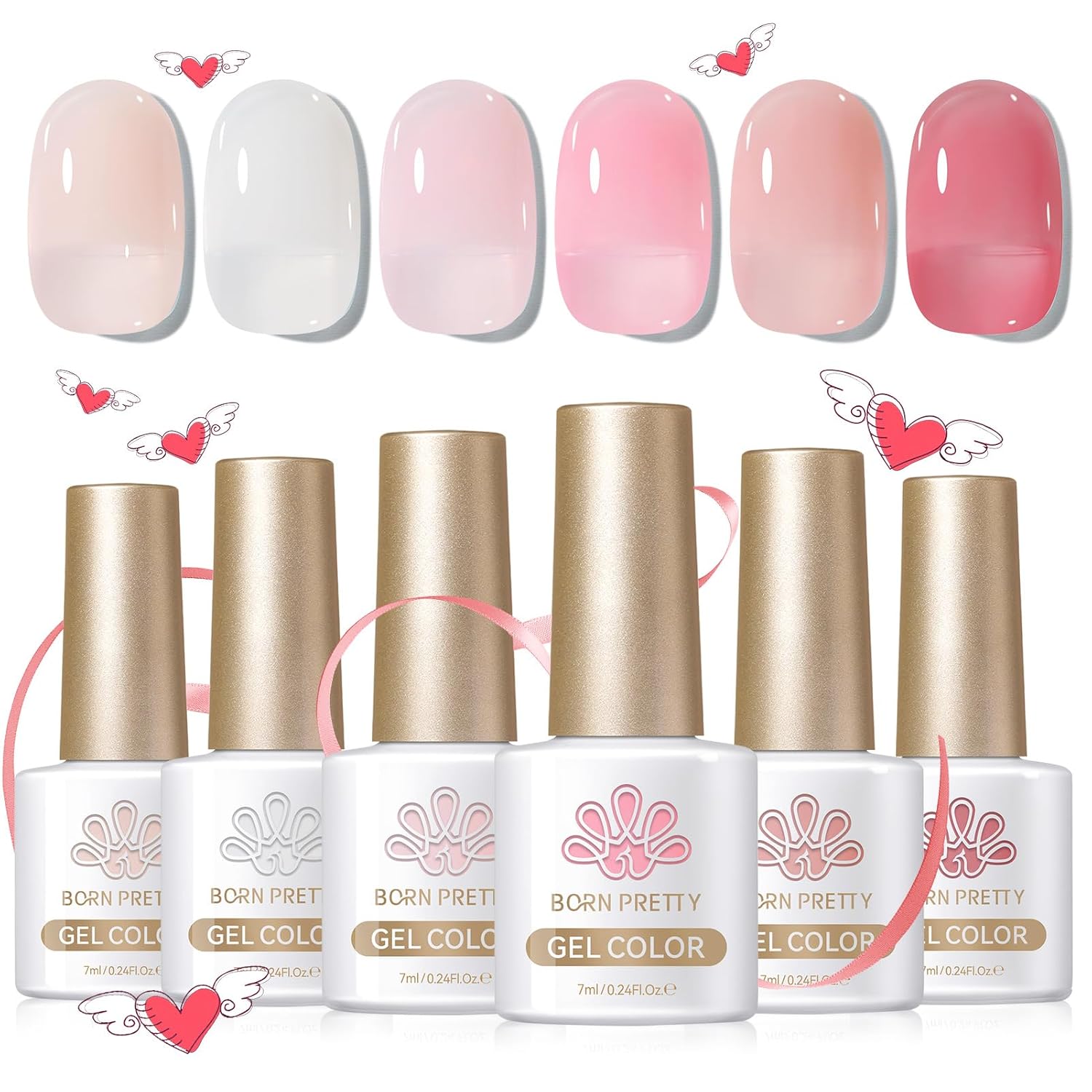 Born Pretty Pastel Gel Nail Polish Set Spring Summer Gel Polish Macaron Candy Sweet Color Gel Polish Easter Soft Pink Yellow Purple Blue Green Colors Collection Nail Art Gift Box 7ML 6PCS : Beauty & Personal Care