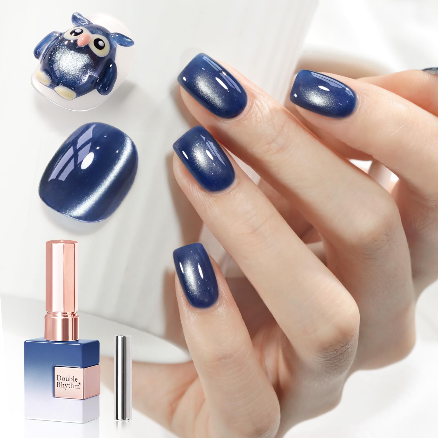 Double Rhythm 0.5 OZ Cat Eye Gel Polish with Magnet 15ML Holographic Glitter Shimmer Translucent Jelly Color Magnetic Polish Salon DIY at Home (Silver-MC1019) : Beauty & Personal Care