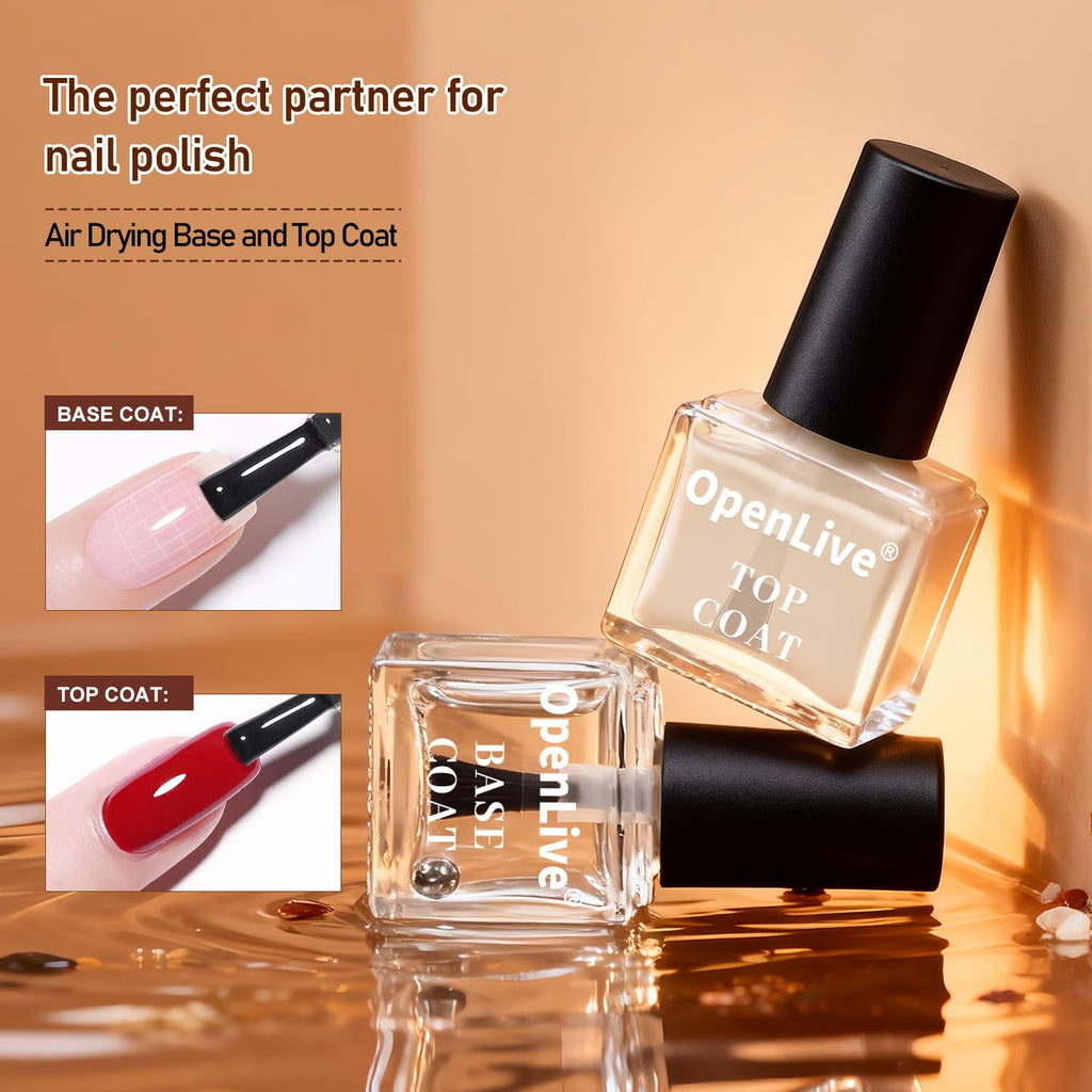OpenLive 12Pcs Rose Nail Polish Set with Base and Top Coat Burgundy Dark Wine Cherry Red Hot Pink Fingernail Polish Kit Air Quick Dry Regular Finger Nail Polish Pack for Women Gift Holiday 5ML : Beauty & Personal Care