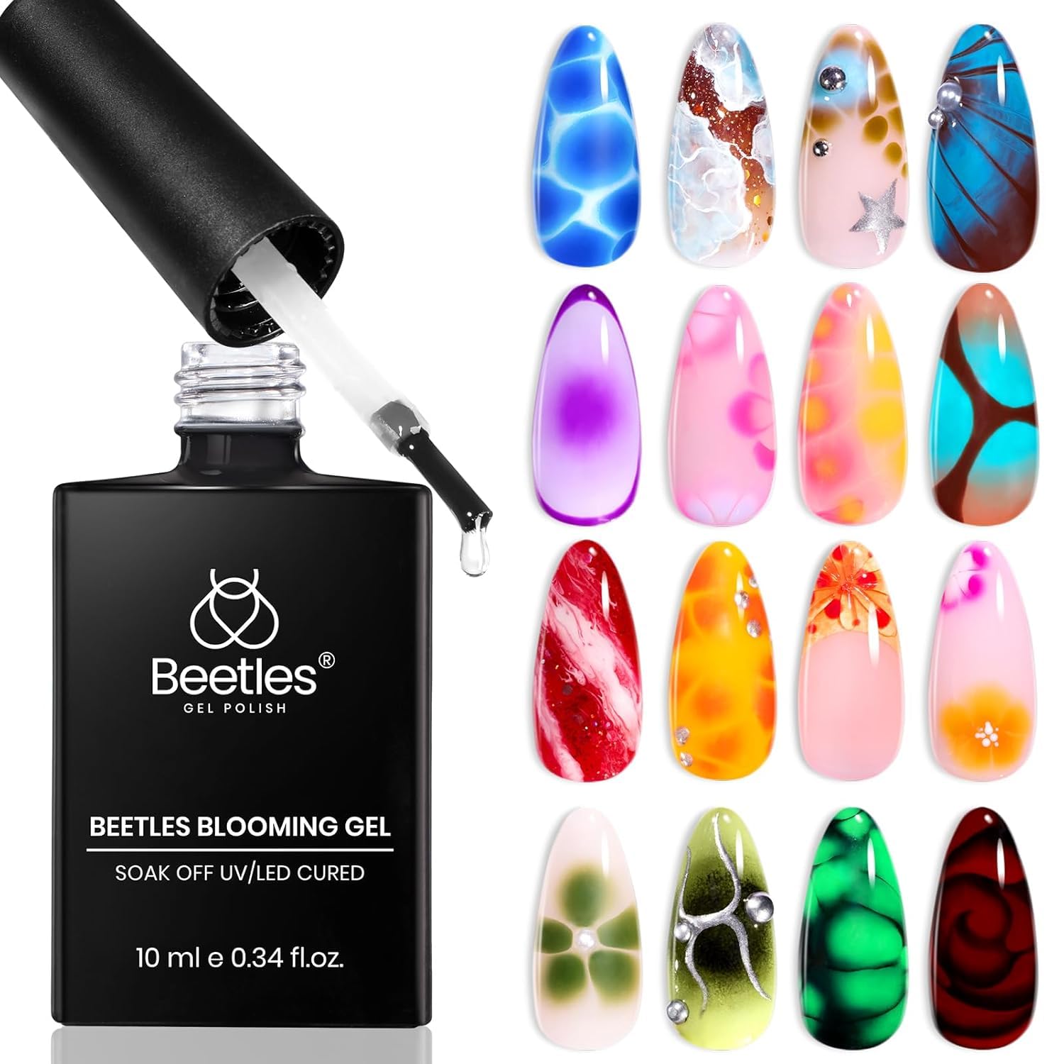 Beetles Pearl Gel Nail Polish. 6 Colors Shimmer White Pink Purple Mermaid Nail Drawing Gel. Soak Off UV Gel Polish Swirl Shell Thread Effect DIY Manicure Nail Art Gifts for Women : Beauty & Personal Care