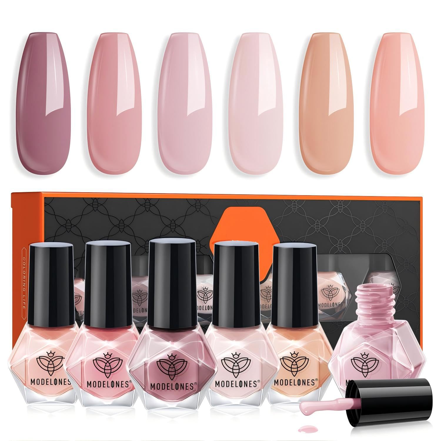 modelones Nail Polish Set 6 Colors Nude Nail Polish Jelly Set Red Pink Quick Dry Spring Summer Nail Polish 5ml (Sheer Nude Set) : Beauty & Personal Care