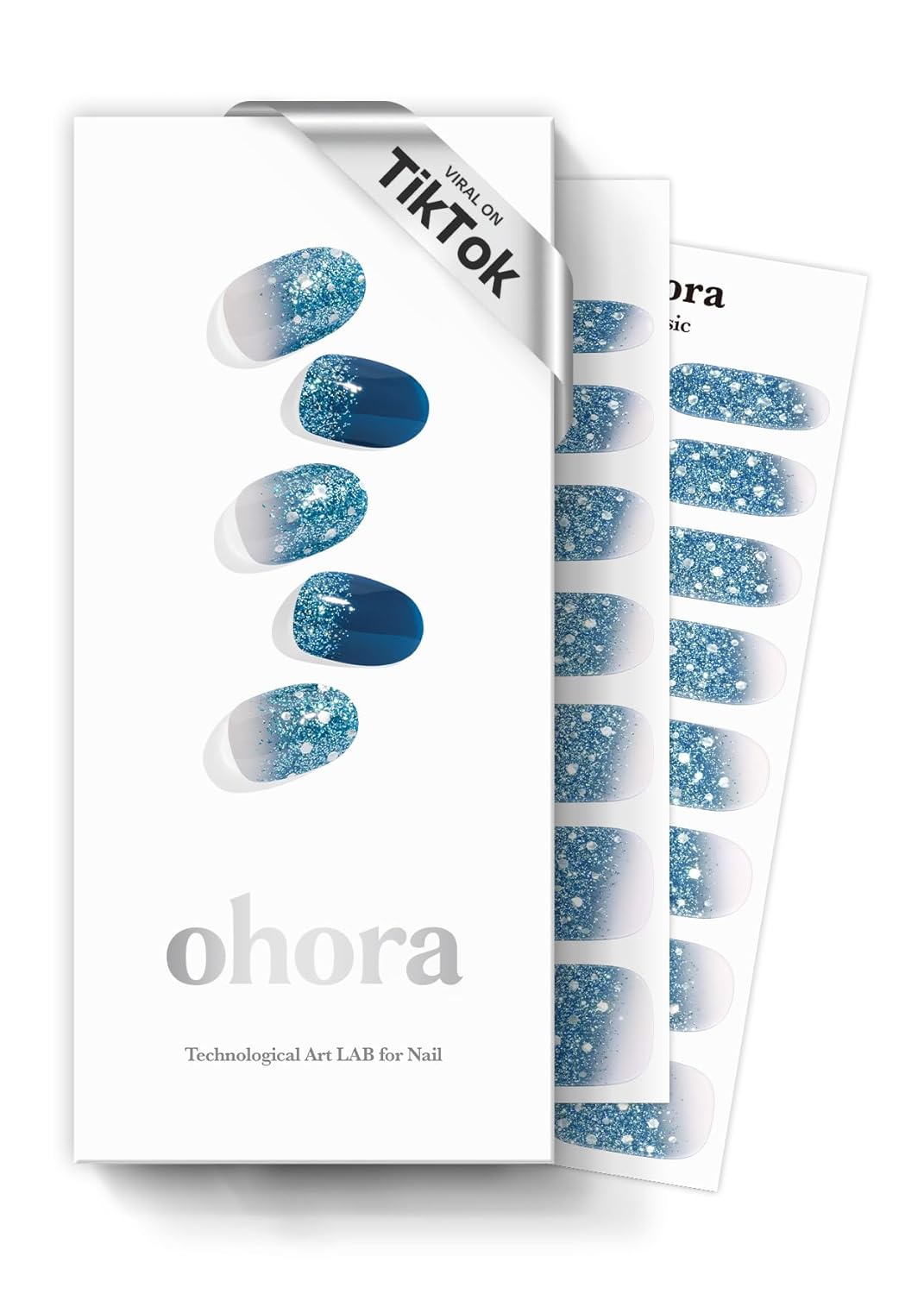 ohora Semi Cured Gel Nail Strips (N Cream Indigo) - Blue. Solid. Works with Any UV/LED Lamps. Salon-Quality. Long Lasting. Easy to Apply & Remove - Includes 2 Prep Pads. Nail File & Wooden Stick : Beauty & Personal Care