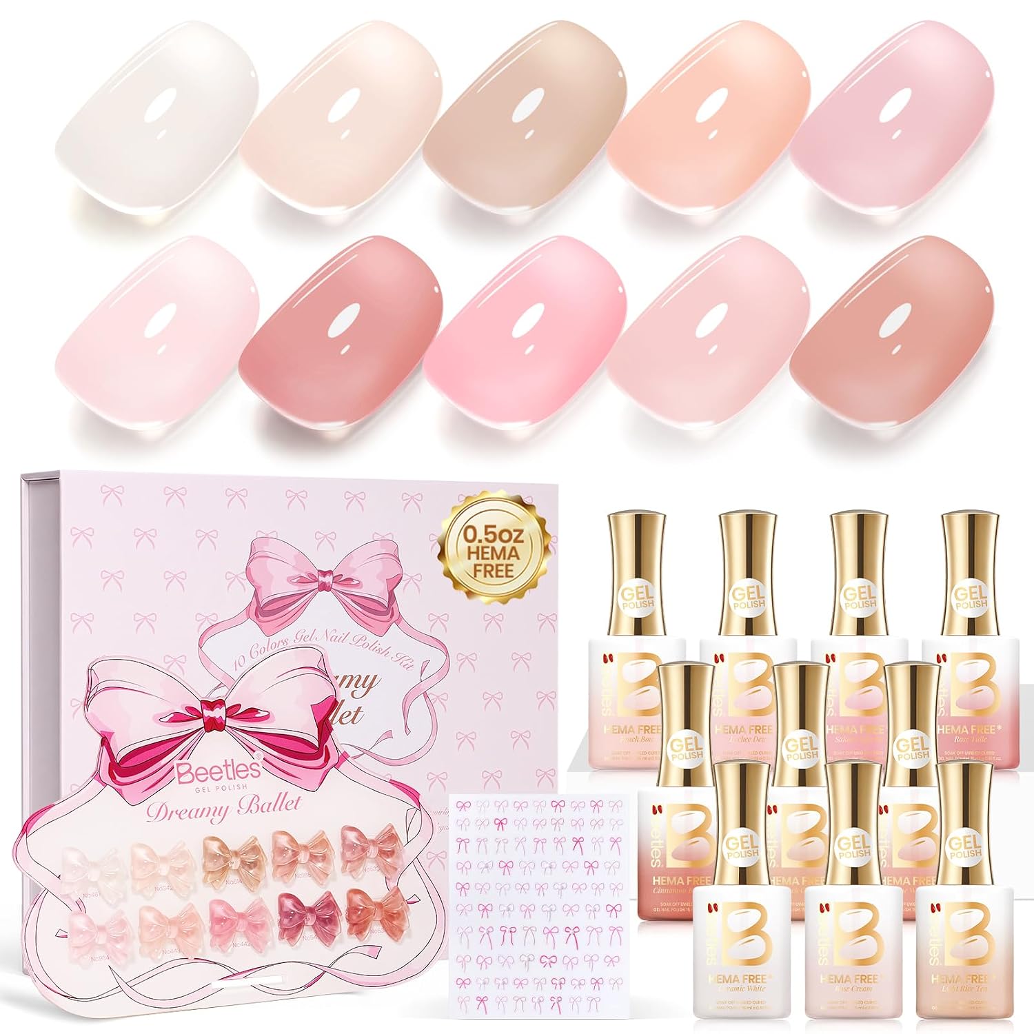 Beetles 44pcs Gel Nail Polish Set - 36 Colors Colorful Muse Gel Polish Kit Pink Nude Red Yellow Green Black White Glitter Nail Kit Base Top Coat UV LED Needed Salon DIY Home Gift for Women : Beauty & Personal Care