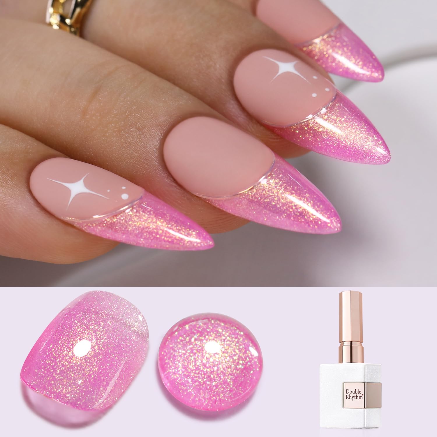 Double Rhythm 0.5Oz Glitter Gel Polish Shimmer Reflective Color for Nail Art Salon DIY Soak Off 15ml Nail Lamp Gel Polish at Home (Pink-B1161) : Beauty & Personal Care