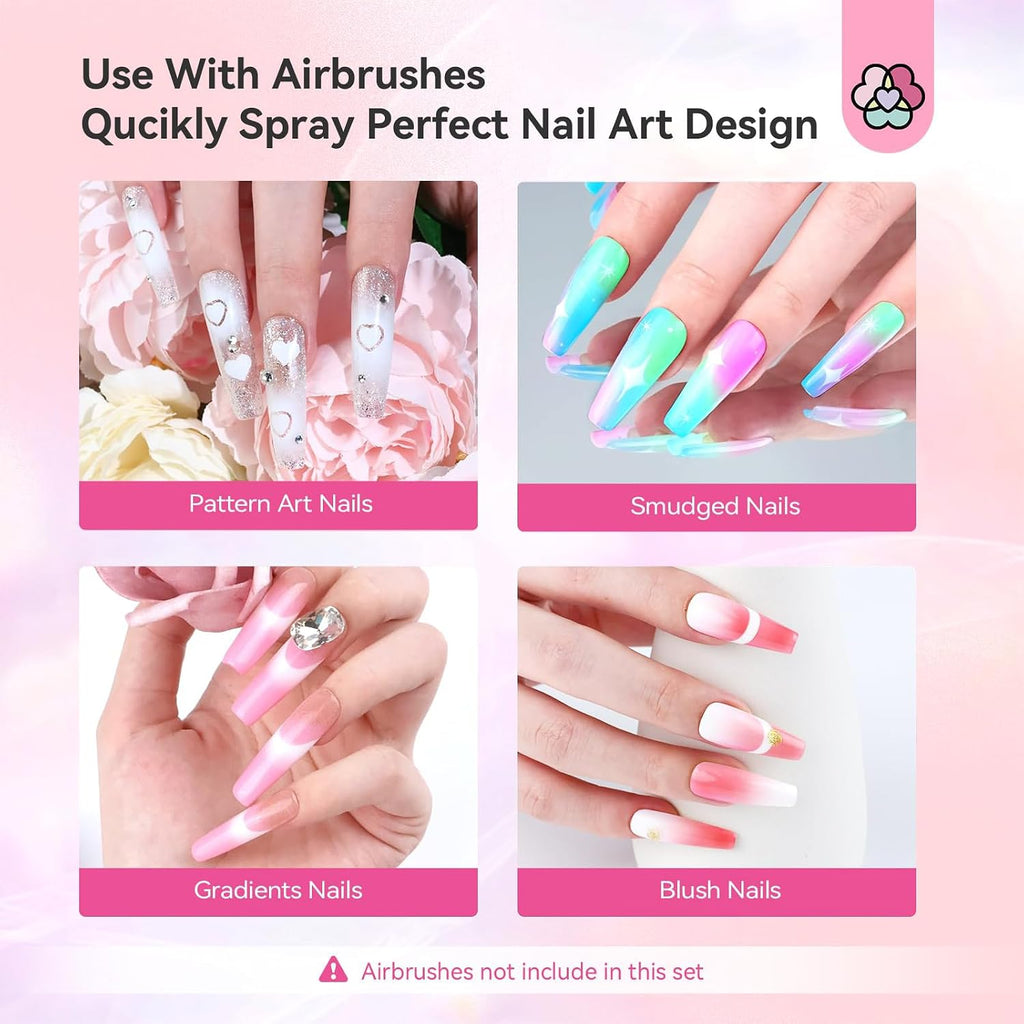 SAVILAND Airbrush Gel Nail Polish Hema-Free: Dilution-Free 12 Vitality Colors Airbrush for Nails Set Non-Acetone with Fine Mist Nail for Spray French & Ombre Nail Polish Nail Art Design Salon Kit : Beauty & Personal Care
