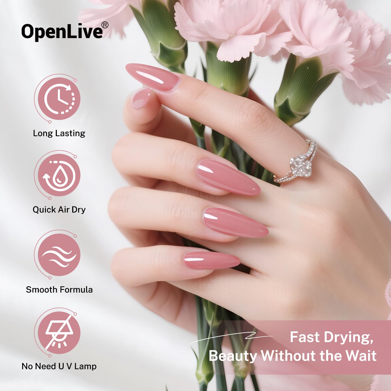 OpenLive 16.5ml Dusty Rose Nail Polish Large Volume Quick Drying Light Pink Nail Polish. Fast Drying and Long Lasting Color Nail Art DIY Home Manicure Gift for Women : Beauty & Personal Care