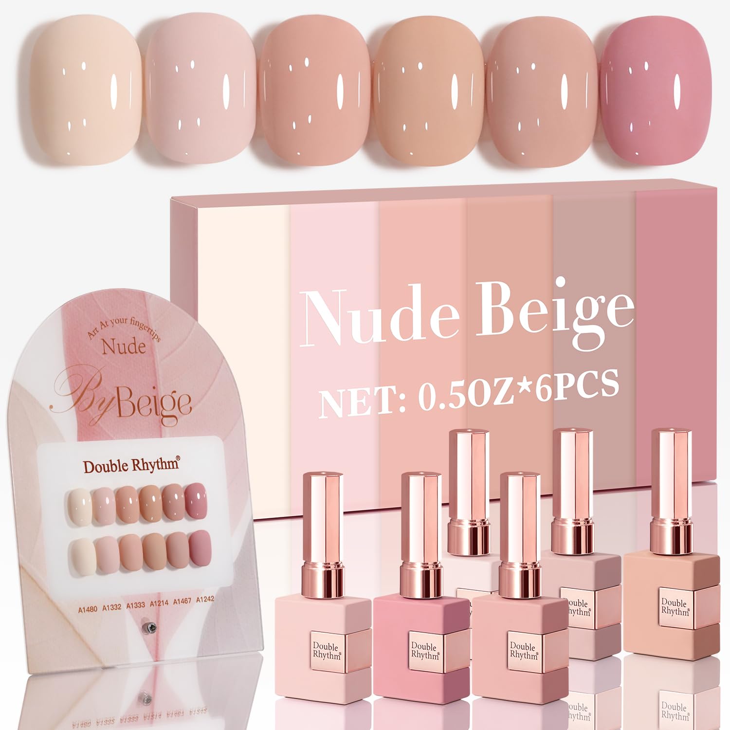Double Rhythm 6 Pcs 15 ML Gel Polish Set Same Color Same Bottle Soak Off Gel Polish Kit Nail Art Manicure Salon DIY at Home for Women (Burgundy Red Nude Pink Purple Beige-T6-3) : Beauty & Personal Care