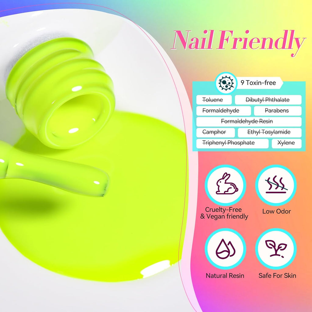 Born Pretty Gel Nail Polish Spring Summer Neon Fluorescent Orange Hot Pink Blue Yellow Green Purple Soak Off U V LED Gel Nail Polish Set Nails Art 7ml 6pcs : Beauty & Personal Care