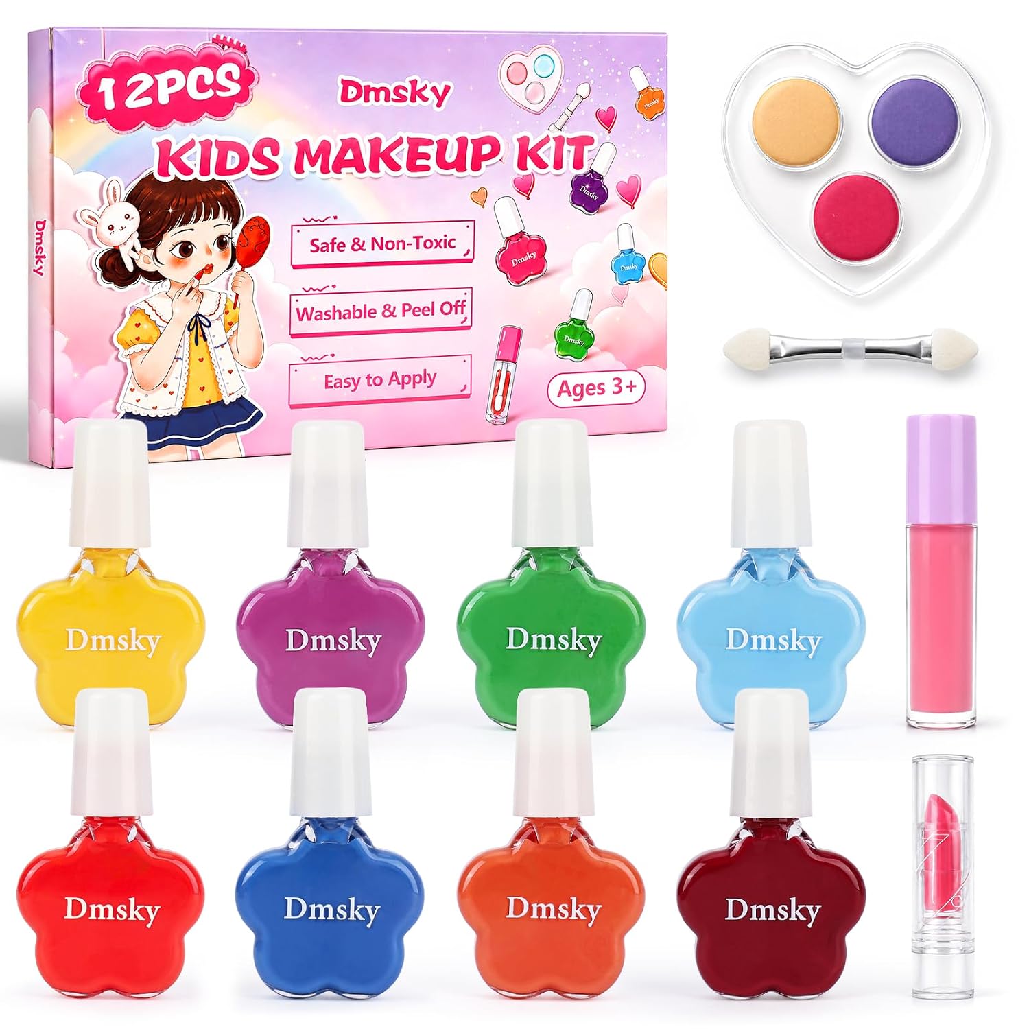 Dmsky Kids Nail Polish Set.18 Colors Peelable Water-Based Quick Dry Nail Polish for Kids.Non Toxic Nail Polish Kit for Girls Ages 3+ Diy Nail Art.Great Gift for Birthday.Makeovers and School Rewards : Beauty & Personal Care
