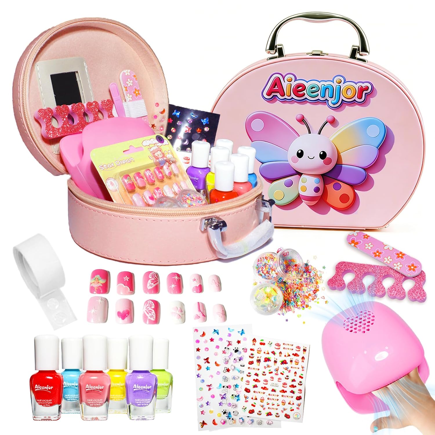 Aieenjor Quick Dry Kids Nail Polish Set. Non-Toxic Toddler Nail Polish. Water-Based Peelable Fingernail Polish for Kids. 6 Color Rainbow Nails Polish for Party. Holiday Favors : Beauty & Personal Care
