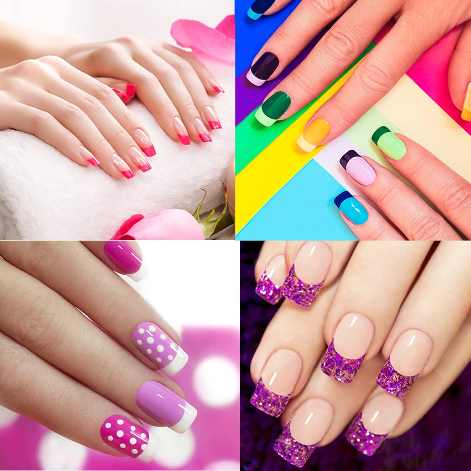 TailaiMei 36 Sheets 1368 Pieces French Manicure Nail Art Stickers. 3 Designs Self-Adhesive Nail Tips Guides for DIY Decoration Stencil Tools (3 Moon Shape Design. 36 Sheets) : Beauty & Personal Care