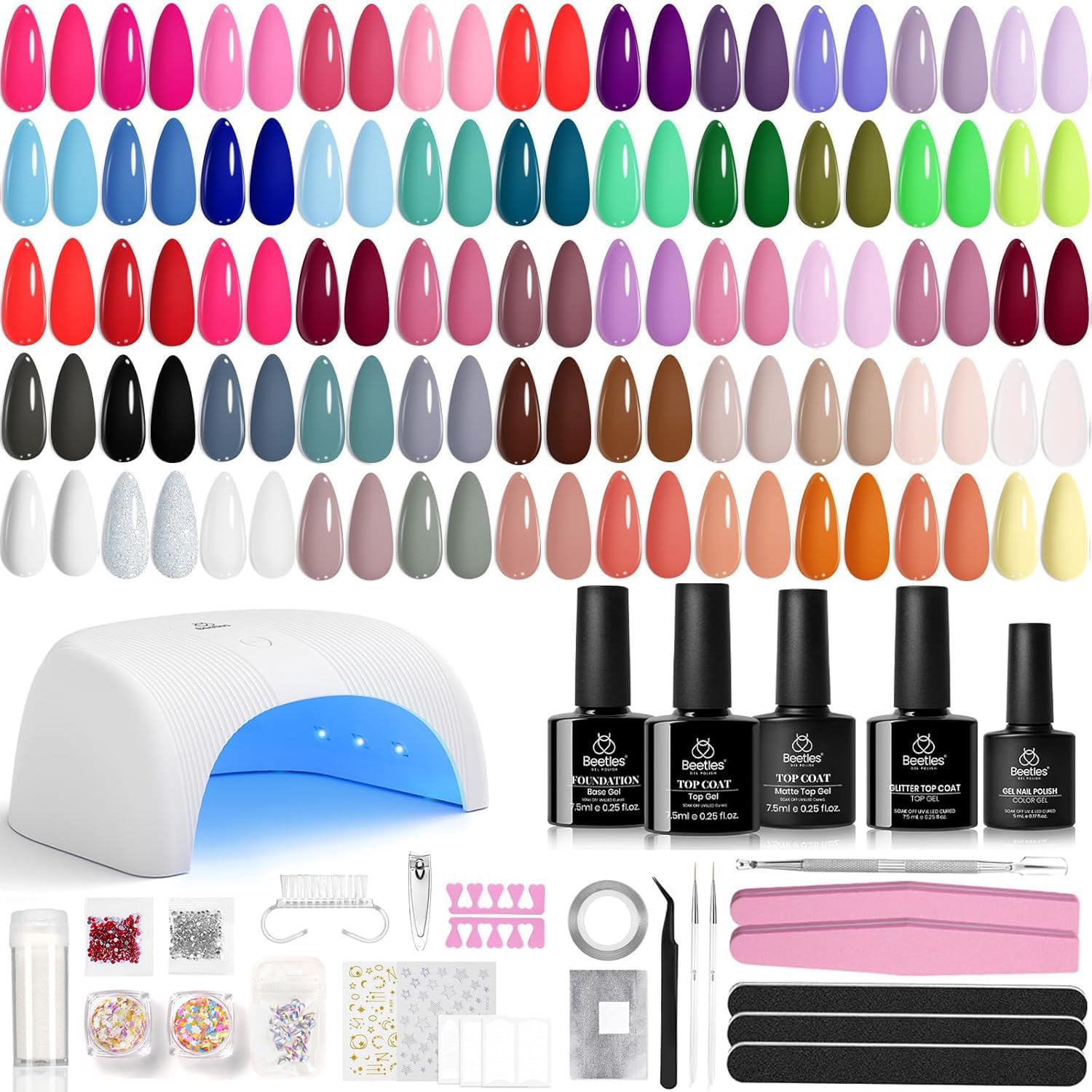 Beetles Gel Nail Polish Set - 23pcs Gel Polish Set Summer Colors. 20 Colors Pink Green Blue UV Gel Polish with Base Top Coat. All Season Manicure Tools for Beginners Nail Art Home : Beauty & Personal Care