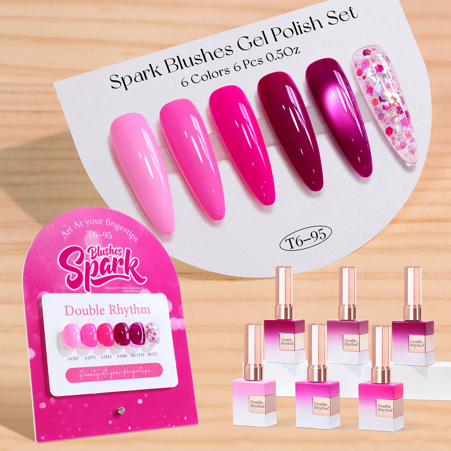 Double Rhythm 6 Pcs 15 ML Gel Polish Set Same Color Same Bottle Soak Off Gel Polish Kit Nail Art Manicure Salon DIY at Home for Women (Burgundy Red Nude Pink Purple Beige-T6-3) : Beauty & Personal Care