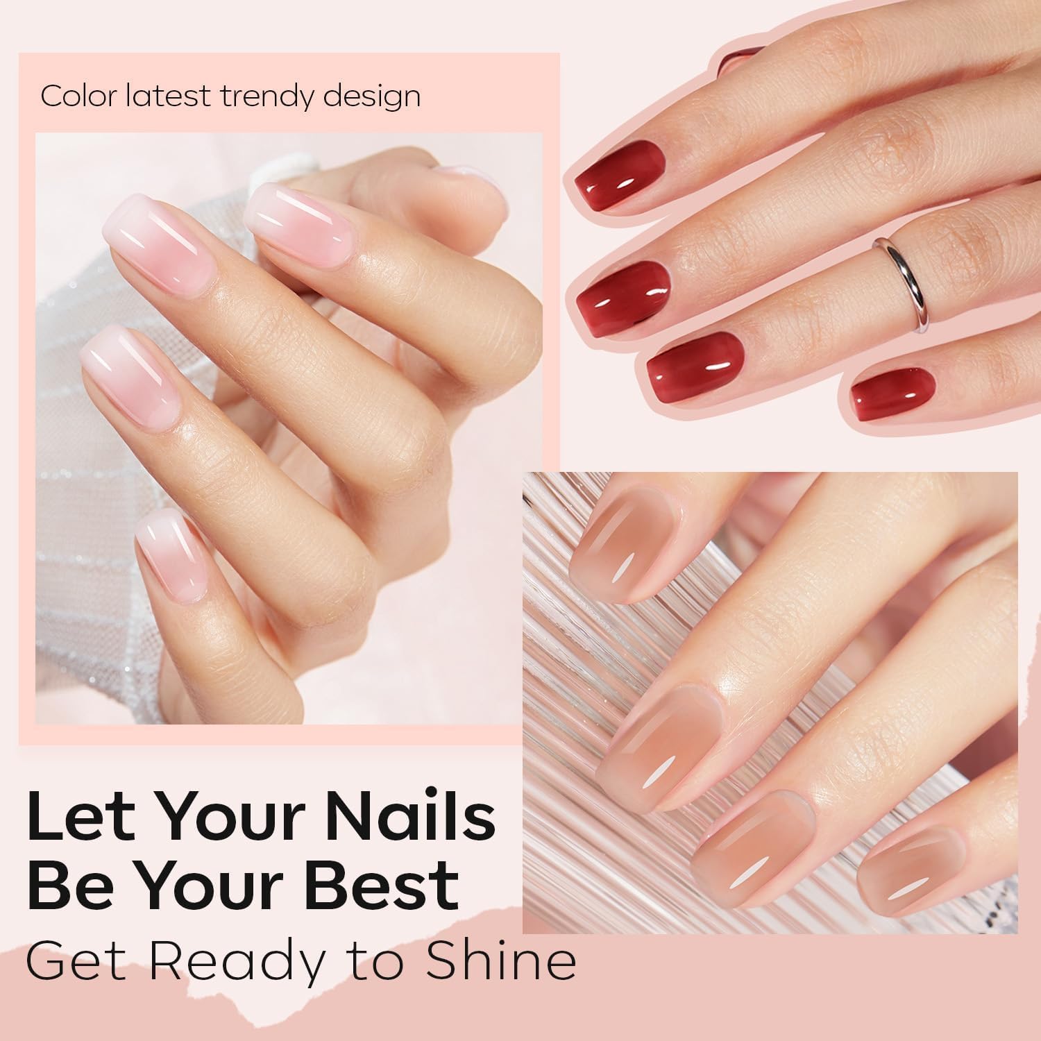 modelones Nail Polish Set 6 Colors Nude Nail Polish Jelly Set Red Pink Quick Dry Spring Summer Nail Polish 5ml (Sheer Nude Set) : Beauty & Personal Care