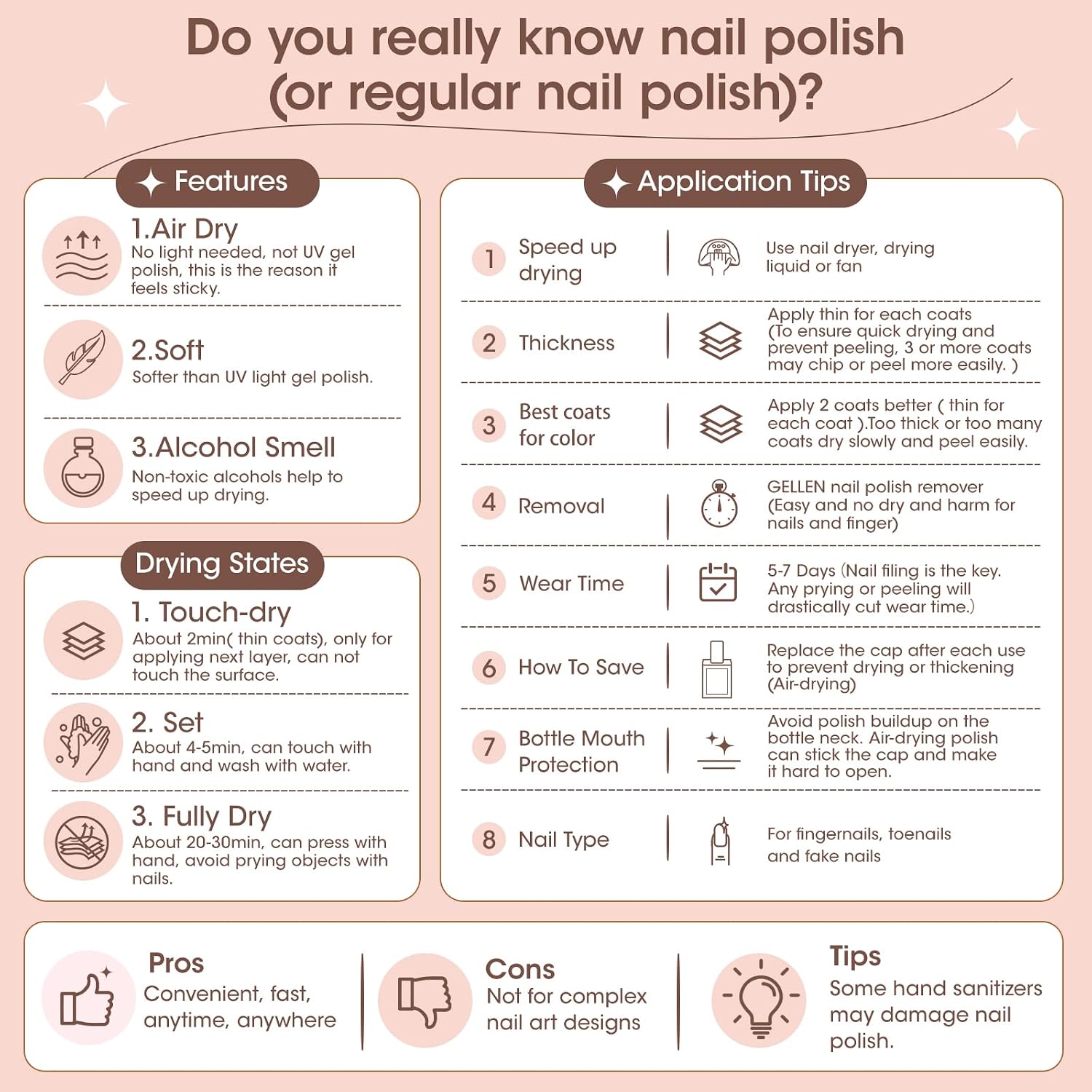 GELLEN Nail Polish Neutral Earth Tones. Nude Dusty Rose Fall Winter Air Dry Regular Nail Polish 6-color Set for Finger Toe Nails Home Salon All Seasons. Not UV Gel. Hema Free. Non Toxic. TPO Free : Beauty & Personal Care