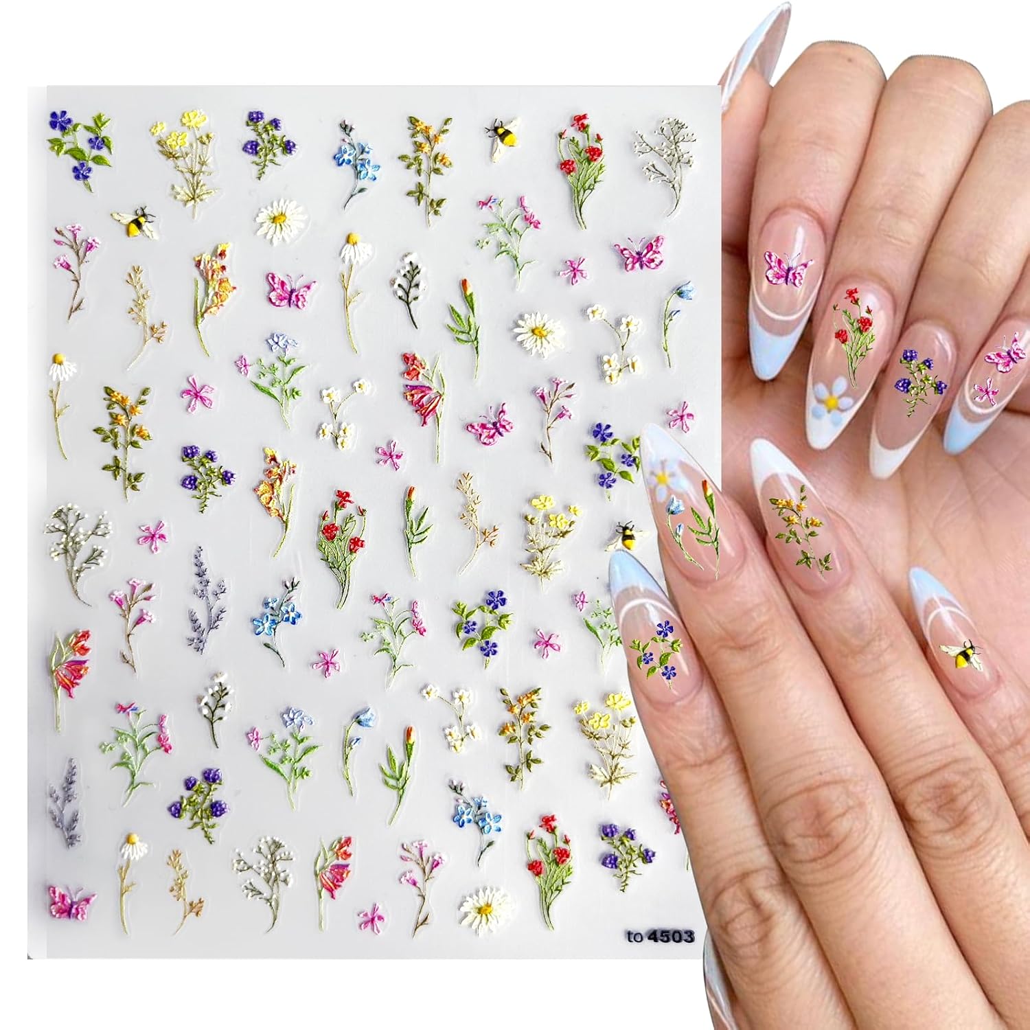 MUIIGOOD Flower Nail Stickers 10 Sheets Hibiscus Nail Decals White Pink Golden Clear Silver Decals Nail Art Decorations Nail Decals Nail Art Supplies Nail Designs for Women Manicure Tips : Beauty & Personal Care