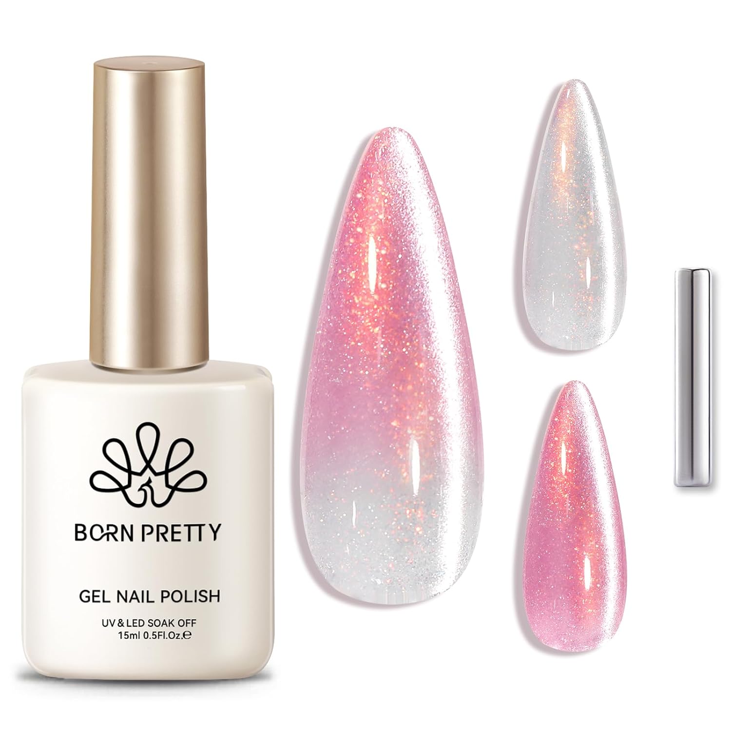 Born Pretty 9D Cat Magnetic Eye Gel Nail Polish Holographic Rainbow Gel Polish Blue Purple Soak Off U V LED Gel Polish Nail Art Design Manicure Salon DIY Home 15ML : Beauty & Personal Care