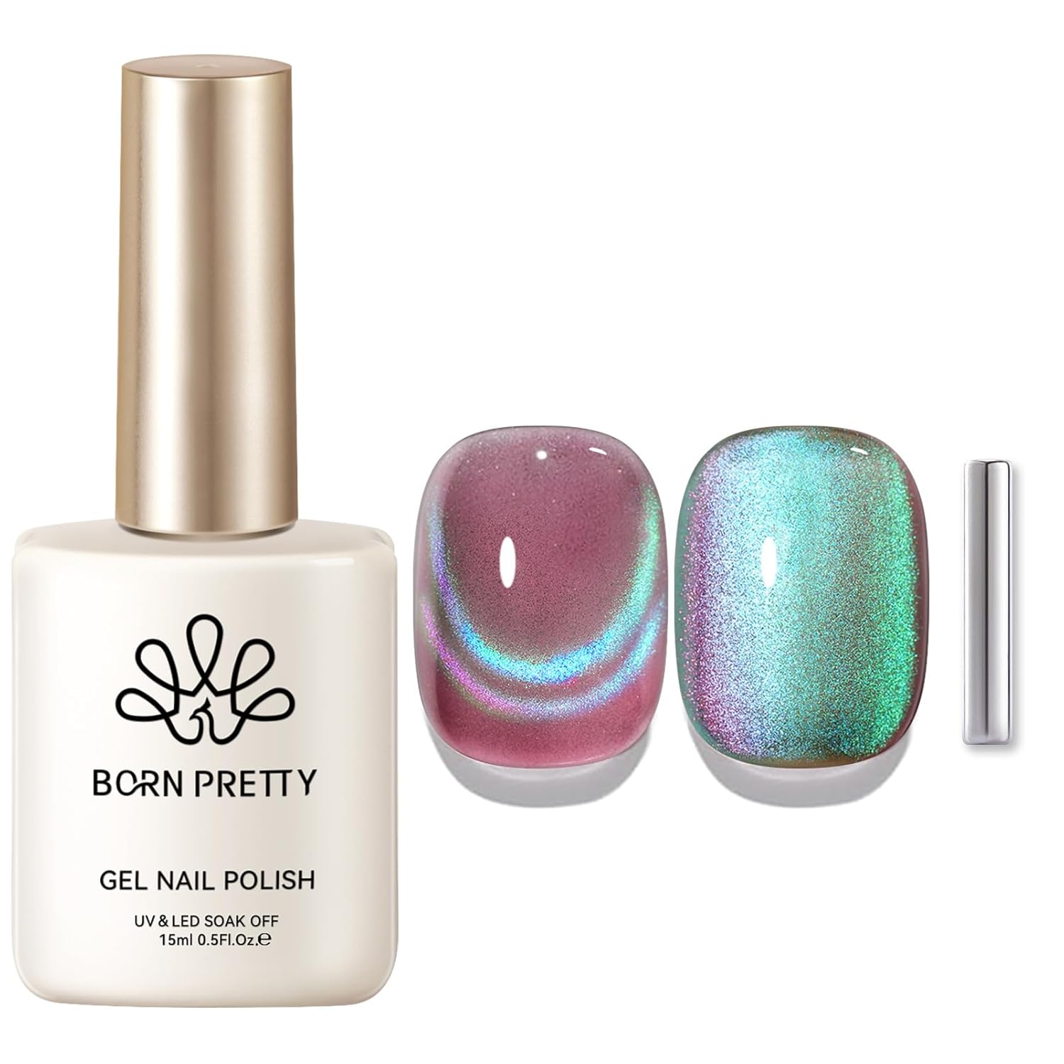 Born Pretty 9D Cat Magnetic Eye Gel Nail Polish Holographic Rainbow Gel Polish Blue Purple Soak Off U V LED Gel Polish Nail Art Design Manicure Salon DIY Home 15ML : Beauty & Personal Care