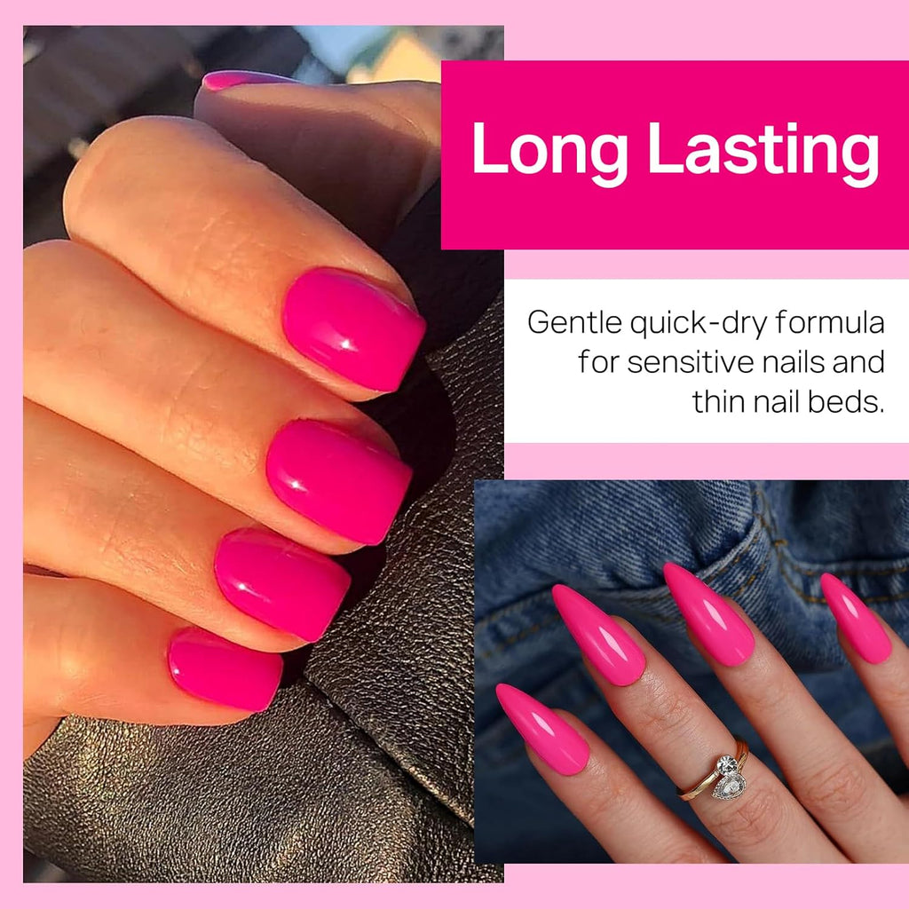 MIZHSE Quick Dry Nail Polish. Hot Pink Nail Polish Non Gel Air Drying Fast. 15ml Glossy Finish Regular Rose Red Nail Lacquer Full Coverage Nail Art Manicure DIY Home : Beauty & Personal Care