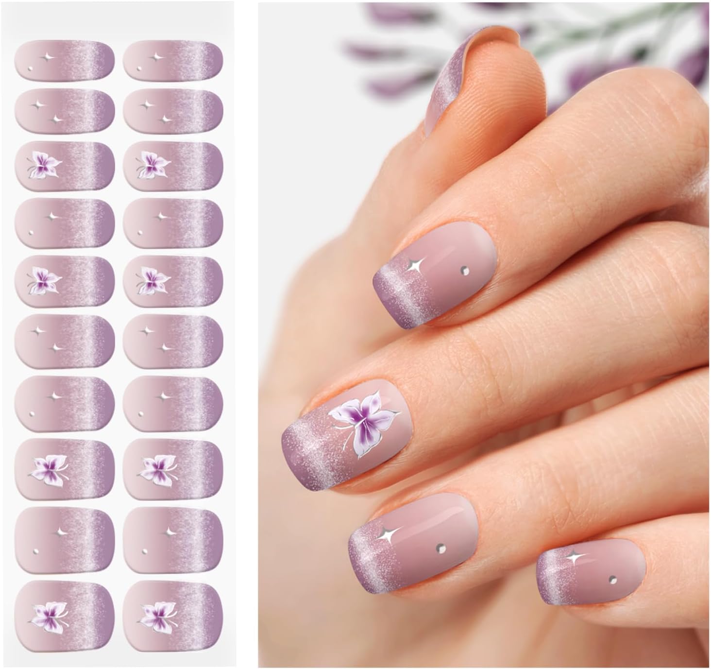 OAUEE Semi Cured Gel Nail Strips | Gel Nail Stickers with UV Light Required | Salon Quality. Easy Application and Removal(Pink Ombre) : Beauty & Personal Care