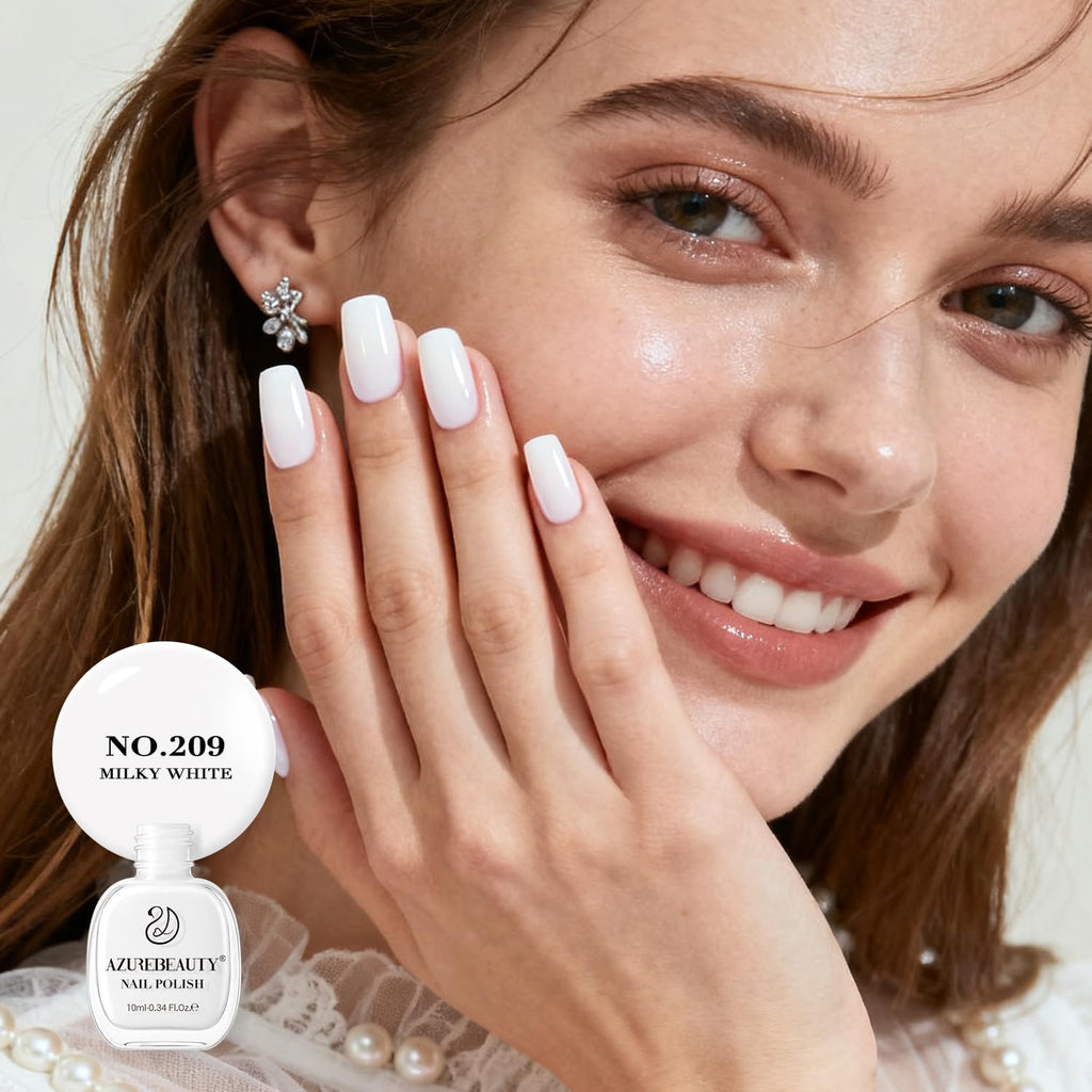 AZUREBEAUTY Milky White Translucent Nail Polish – Quick Dry. Long-Lasting. Natural Jelly Glossy Finish for DIY Manicure & Nail Art. Salon Quality for Women : Beauty & Personal Care