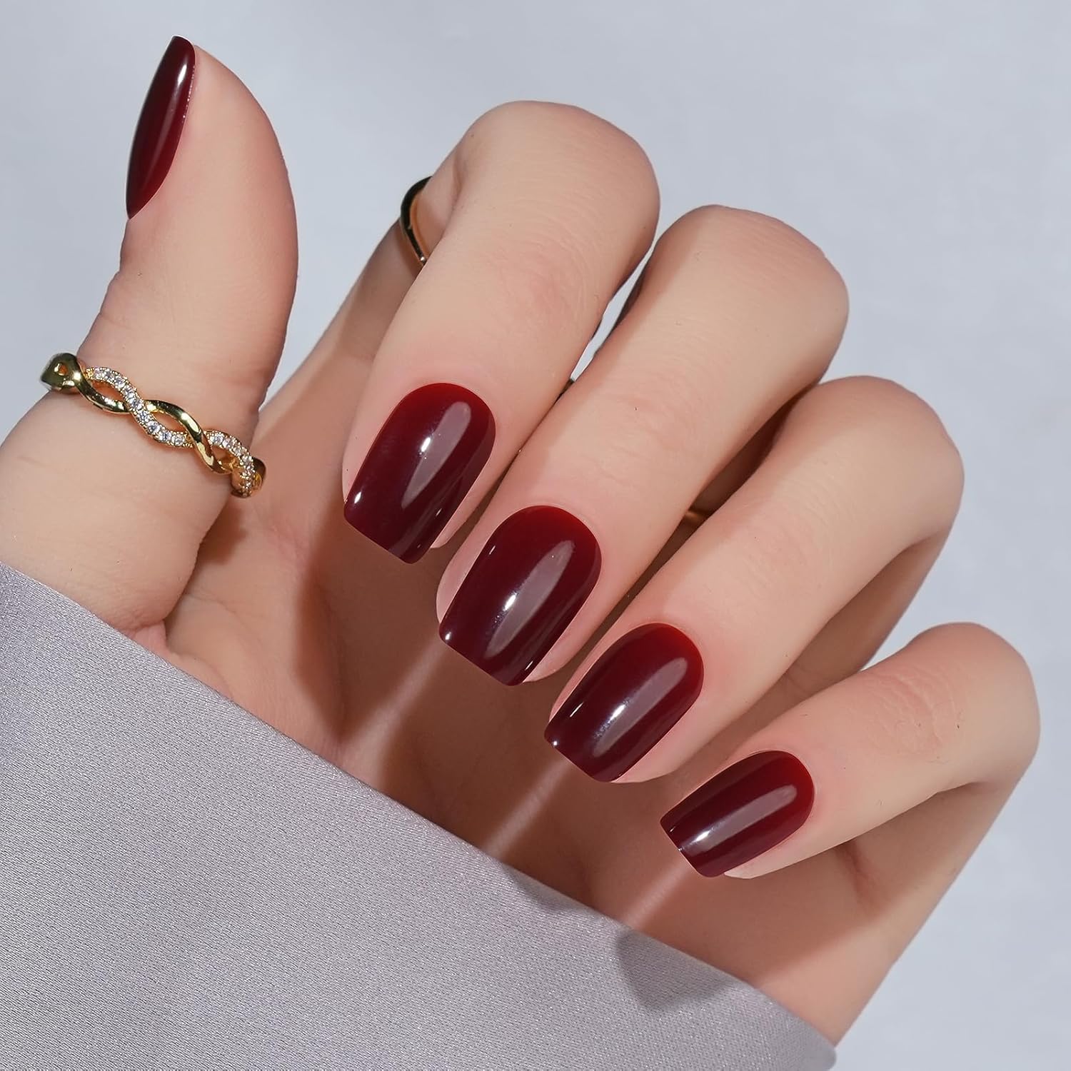 Press On Nails Short - Jofay Fashion Acrylic Press On Nails Red. Square Glue On Nails with Nail Glue. Fit Perfectly & Natural Stick On Nails in 16 Sizes - 32PCS Soft Gel Kit. Wine Red : Beauty & Personal Care