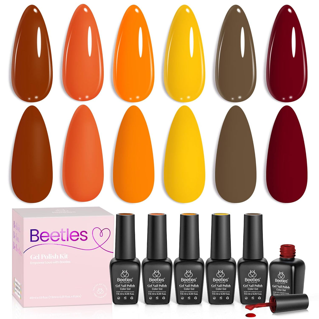 Beetles Nude Gel Nail Polish Set - 6 Colors Nude Pink Brown Neutral Jelly Gel Polish Kit Sheer Translucent Effect Soak Off UV Nail Art Design Drunken Rose Collection Manicure Gift for Women : Beauty & Personal Care