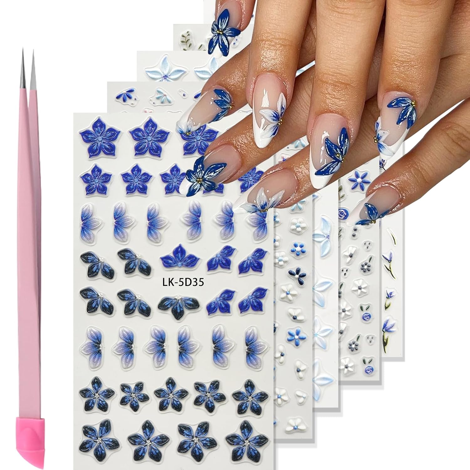 VOTACOS Flower Nail Art Stickers - 5D Embossed. Spring/Summer Daisy Designs. Self-Adhesive Decals for Women's Nail DIY Decoration : Beauty & Personal Care