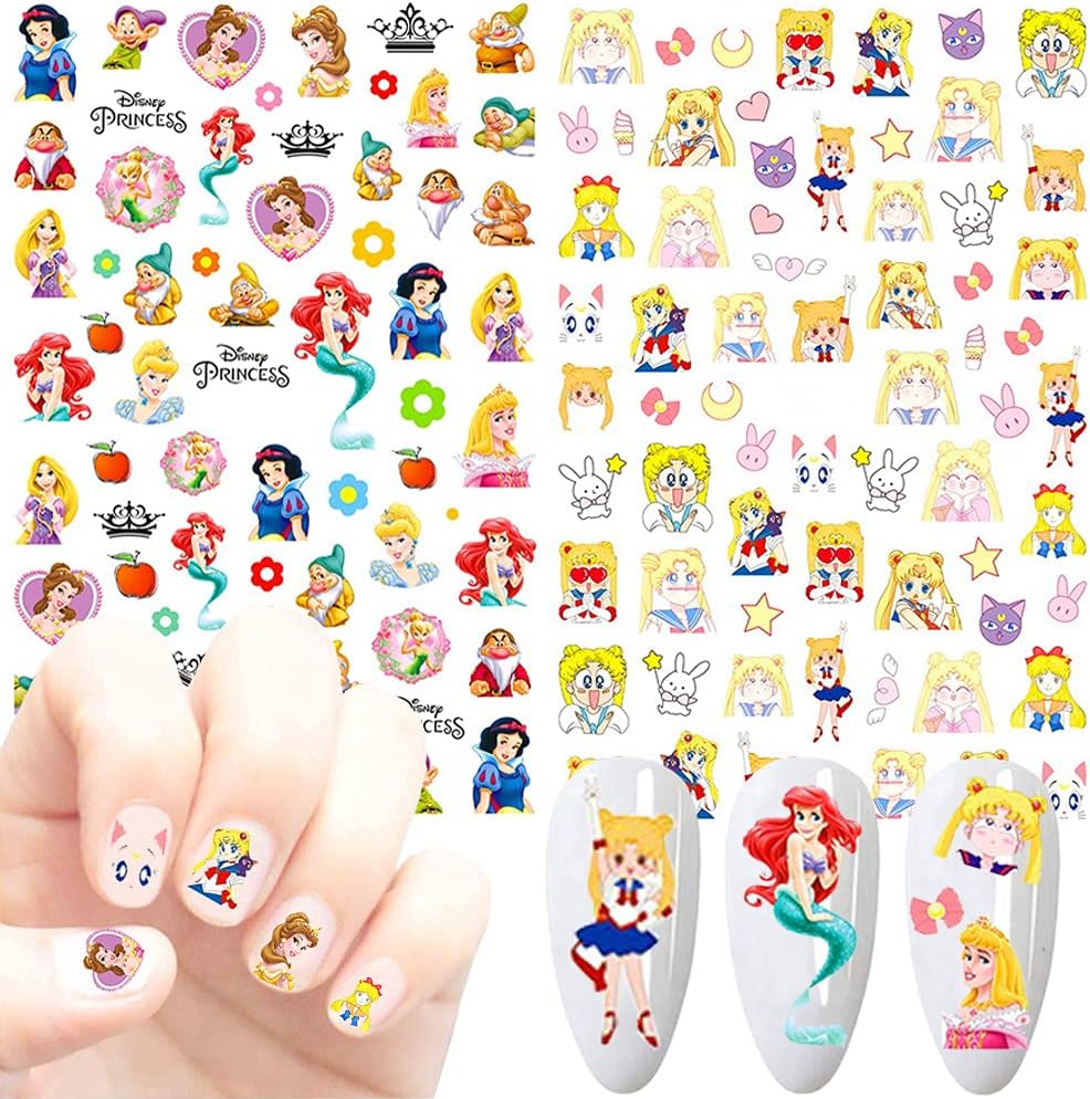 Cartoon Nail Art Stickers Cute Cartoon Nail Decals 3D Self-Adhesive Nail Art Supplies Designer Nail Stickers for Women Acrylic Nails Decoration Accessories 7 Sheets : Beauty & Personal Care
