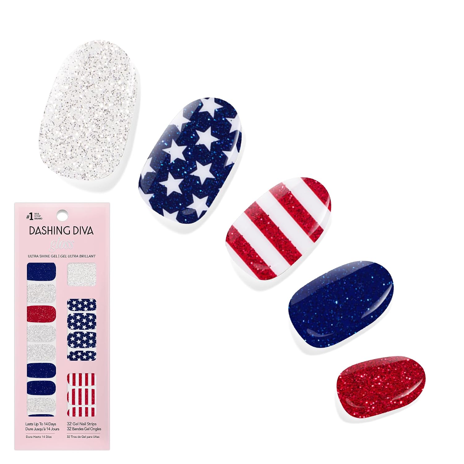 Dashing Diva Gloss Nail Strips - Crystal Clear - UV Free. Chip Resistant. Long Lasting Gel Stickers - Contains 32 Wraps. 1 Prep Pad. 1 File : Beauty & Personal Care