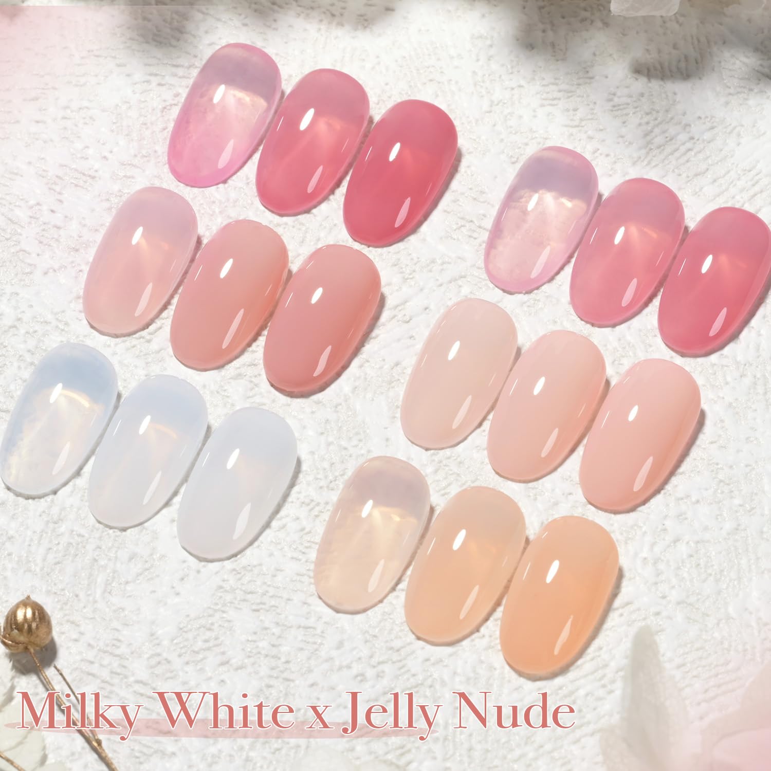 GAOY Milky White Jelly Nude Gel Nail Polish Set. 6 Transparent Colors Sheer Pink Orange Soak Off UV Light Cure Gel Polish Kit for Salon and Nail Art DIY at Home : Beauty & Personal Care