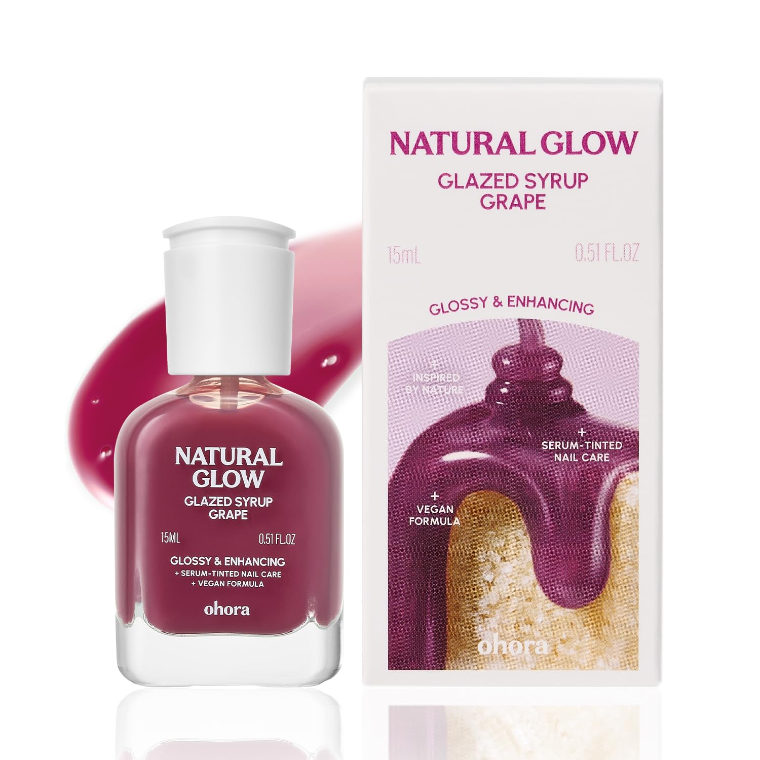 ohora 2-in-1 Sheer Nail Polish & Strengthener(Cherry) | Tinted Nail Concealer | Nail Hardener for Weak. Damaged Nails | Nail Care Polish with Glossy Finish | Glazed-Syrup Formula. 15 mL : Beauty & Personal Care