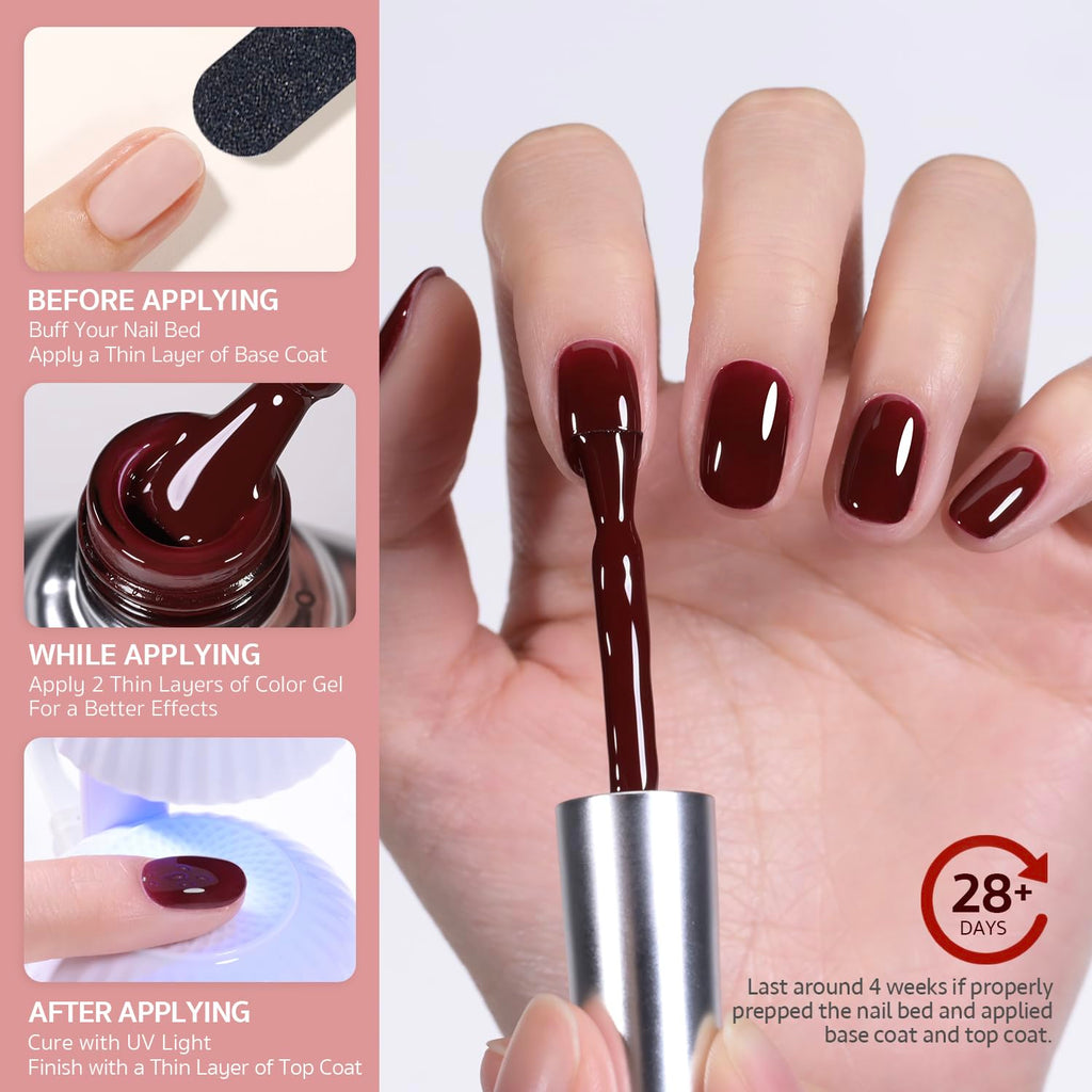 GAOY Red Gel Nail Polish. 16ml Soak Off Gel Polish. UV Light Cure for Nail Art DIY Manicure at Home. 1149 Dark Red Cherry : Beauty & Personal Care