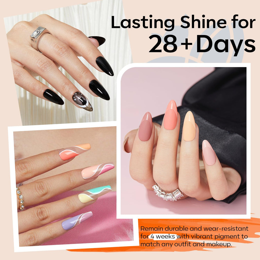 modelones 32 PCS Gel Nail Polish Set. 28 Colors Gel Polish with No Wipe Base Coat. Glitter & Glossy & Matte Top Coat Black Brown Red Purple Soak Off LED Nail Art Kit Salon at Home : Beauty & Personal Care