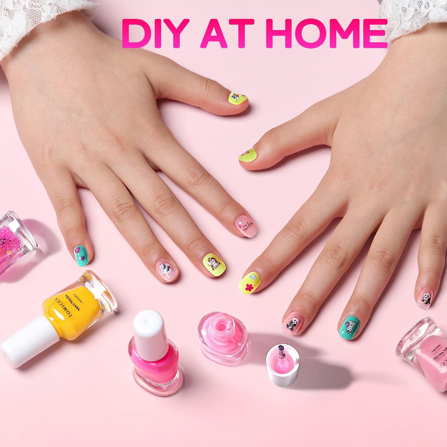 TOMICCA Kids Nail Polish Set. Non Toxic Quick Dry Water-Based Peel-Off 10 Colors Toddler Nail Polish Kit Natural Safe Quick Diy Kids Gifts Kit for Girls Ages 5+ : Beauty & Personal Care