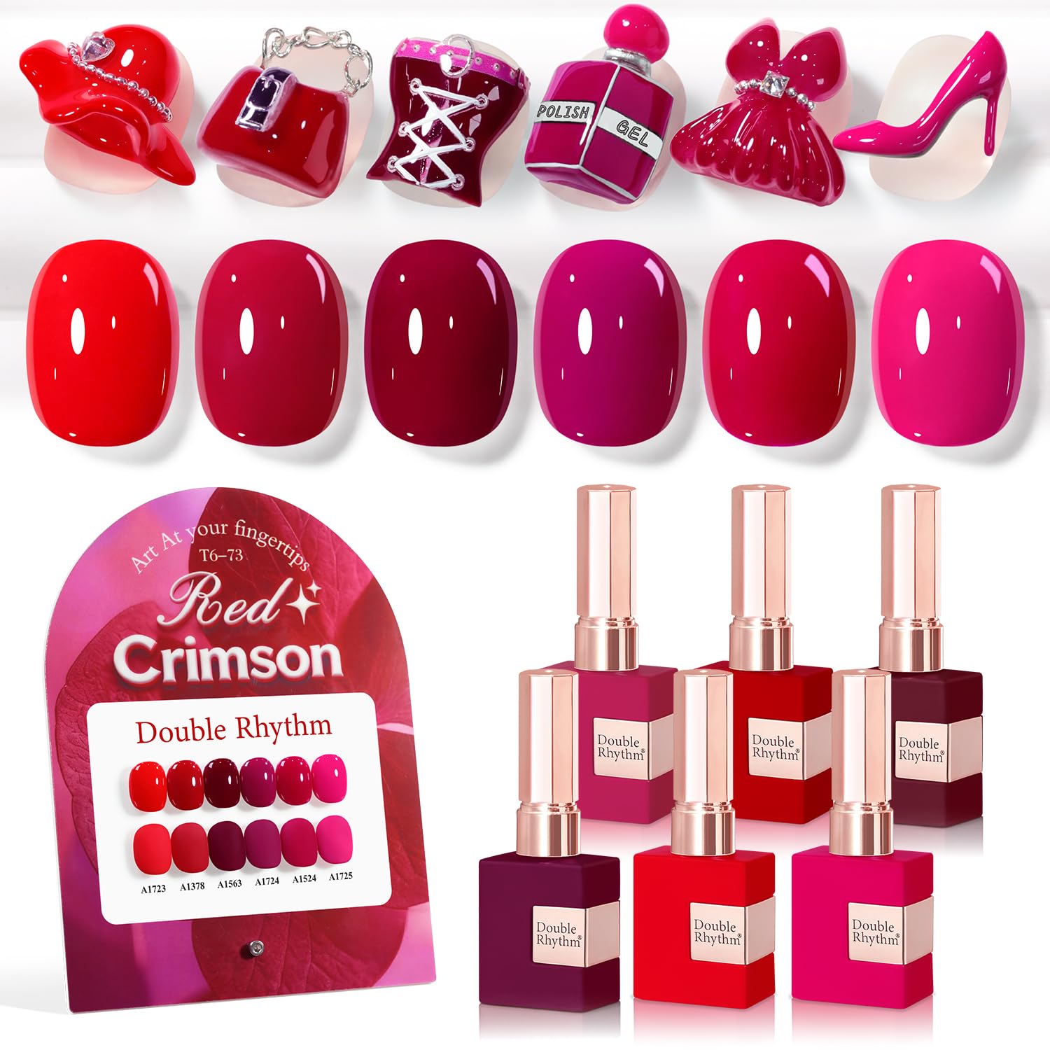 Double Rhythm 6 Pcs 15 ML Gel Polish Set Same Color Same Bottle Soak Off Gel Polish Kit Nail Art Manicure Salon DIY at Home for Women (Burgundy Red Nude Pink Purple Beige-T6-3) : Beauty & Personal Care