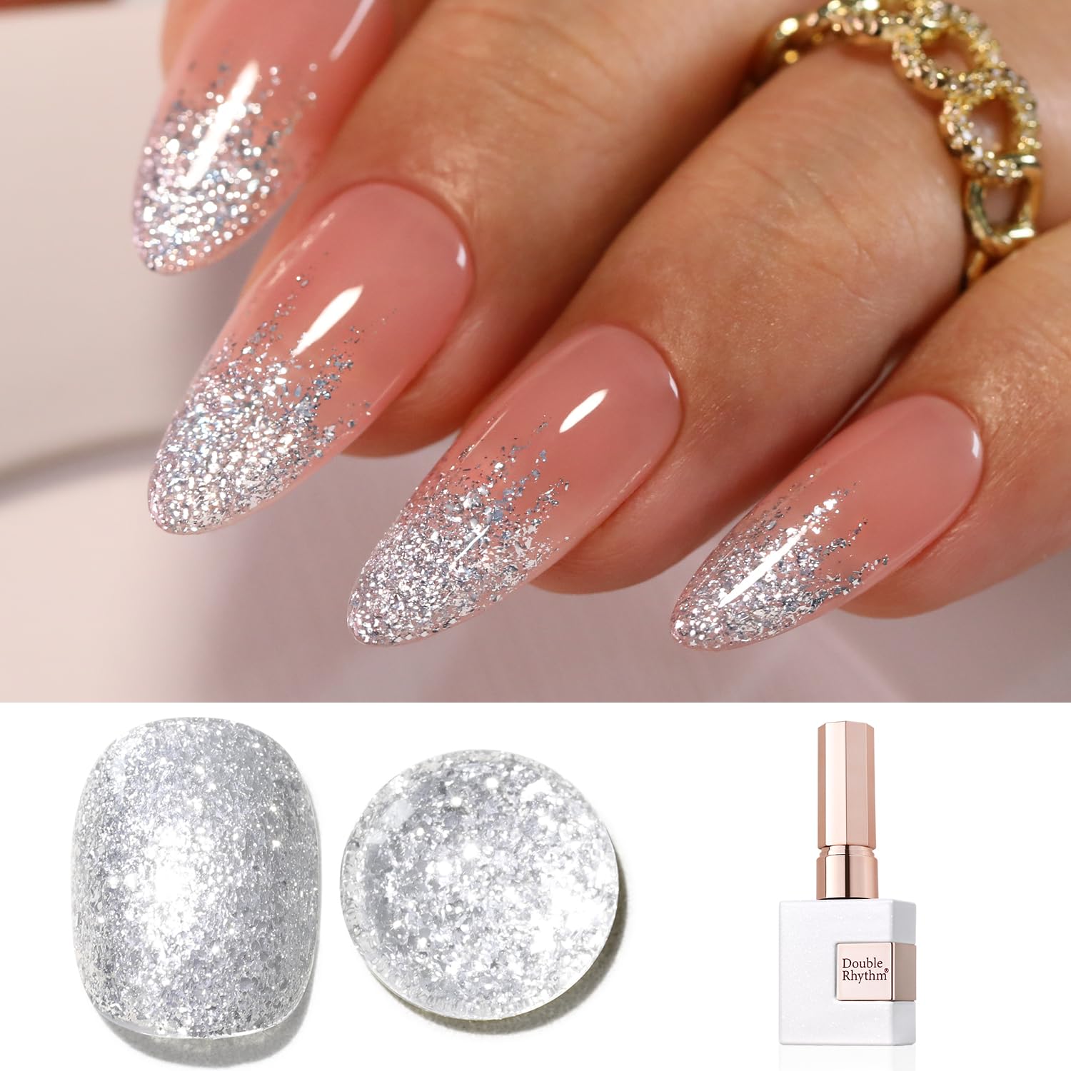 Double Rhythm 0.5Oz Glitter Gel Polish Shimmer Reflective Color for Nail Art Salon DIY Soak Off 15ml Nail Lamp Gel Polish at Home (Pink-B1161) : Beauty & Personal Care
