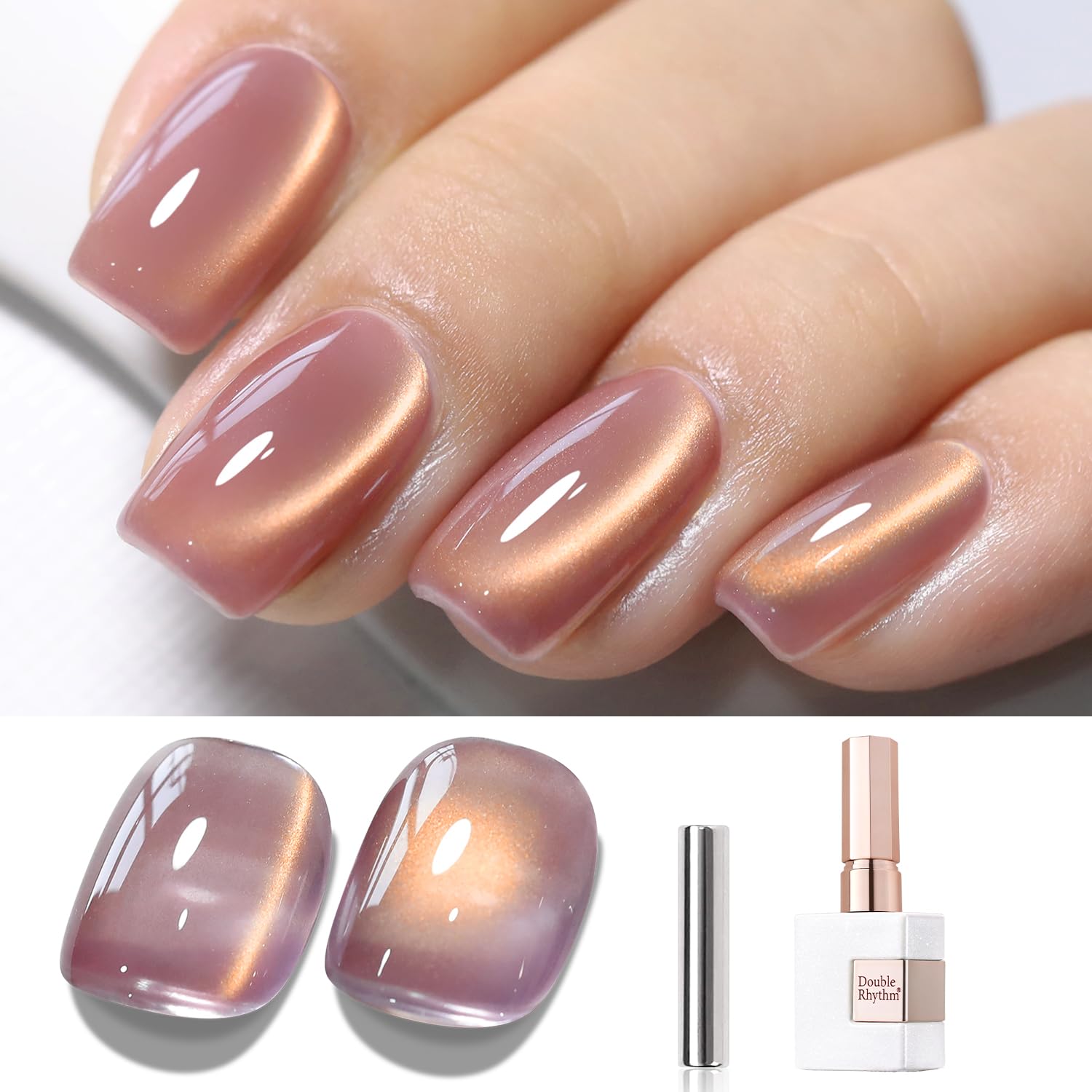 Double Rhythm 15ML Ice Glass Cat Eye Gel Polish with Magnet Holographic Glitter Shimmer Translucent Sheer Color Salon Soak Off Magnetic Nail at Home (Golden Violet-MC1129) : Beauty & Personal Care
