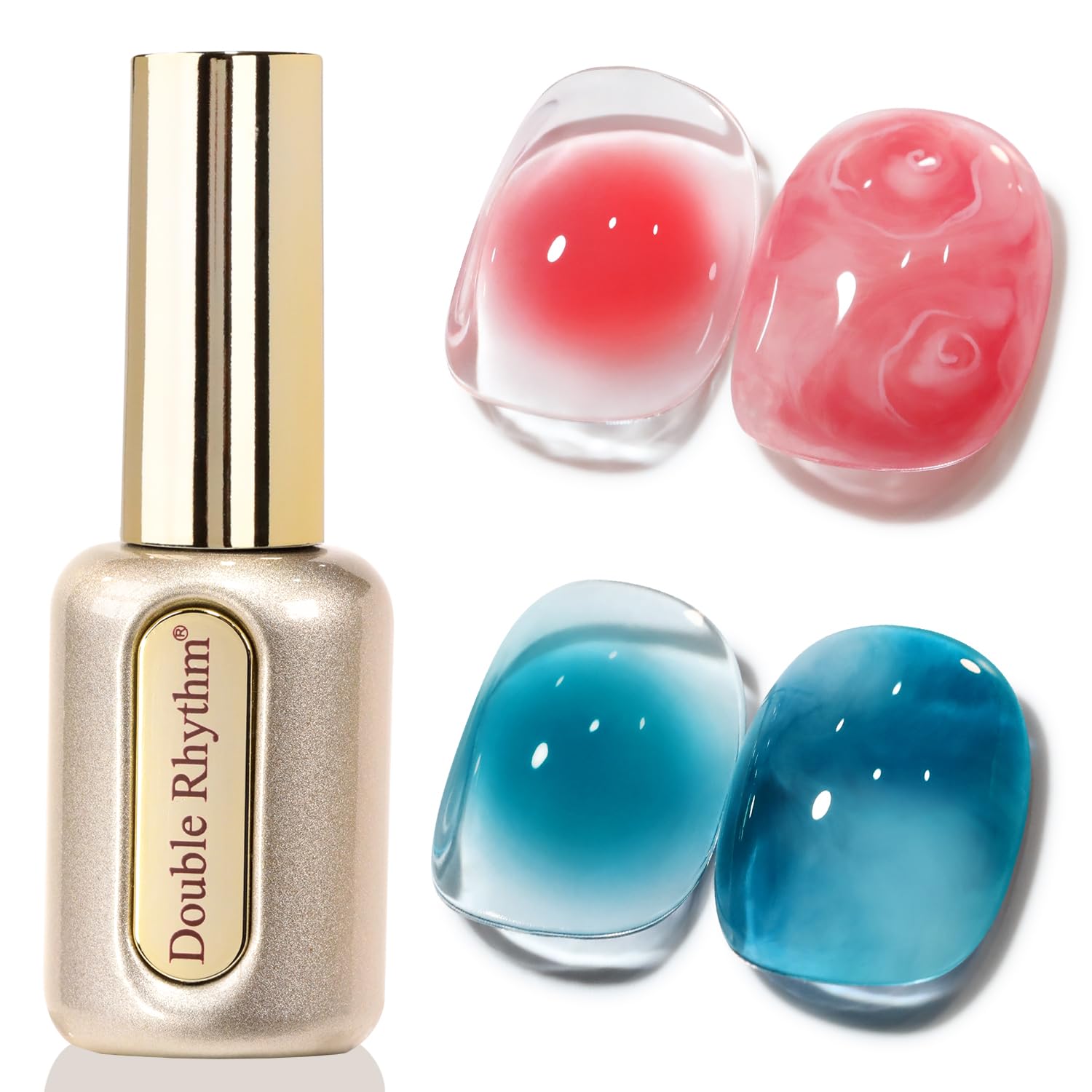 Double Rhythm 0.50 OZ Gel Polish Hema Free Same Color Same Bottle Golden Round Translucent Neutral Natural Milky 15 ML Jelly UV Polish Art DIY at Home (Bright Pink-H1040) : Beauty & Personal Care