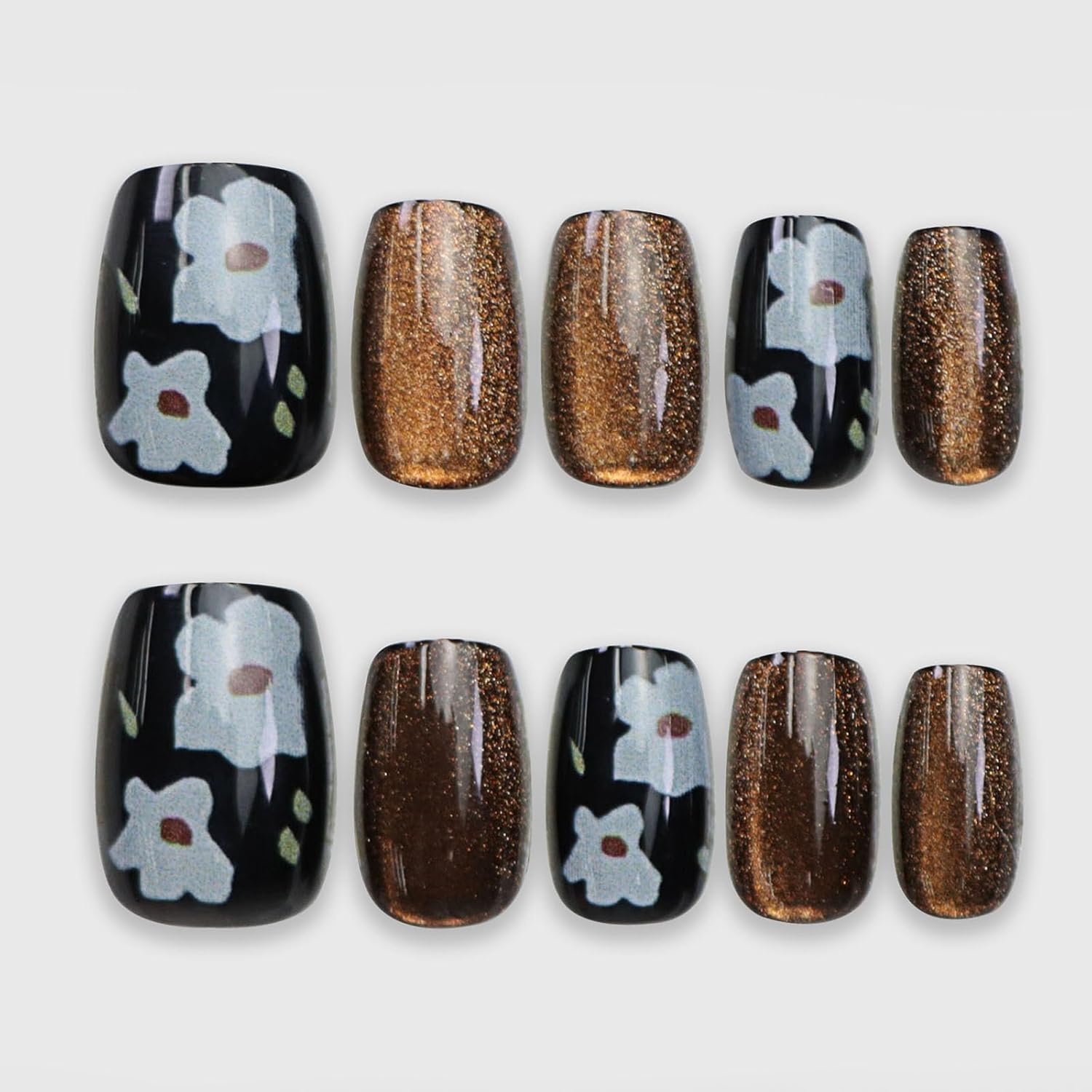 Short Press on Nails Square Nude Ombre Fake Nails Press ons White Glue Stick on Nails with Designs Full Cover Acrylic Glossy Artificial Cute False Nail for Women Girls 24 Pcs : Beauty & Personal Care