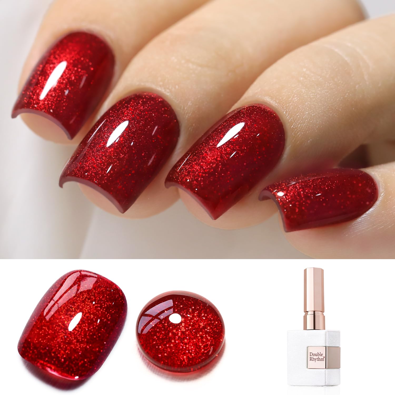 Double Rhythm 0.5Oz Glitter Gel Polish Shimmer Reflective Color for Nail Art Salon DIY Soak Off 15ml Nail Lamp Gel Polish at Home (Pink-B1161) : Beauty & Personal Care