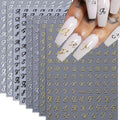 Letter Nail Stickers. 8 Sheets Old English Letter Nail Decals 3D Self-Adhesive Gold Silver Black White Retro English Pattern Old Alphabet Cursive Design Manicure Nail Accessories for Women Girls : Beauty & Personal Care