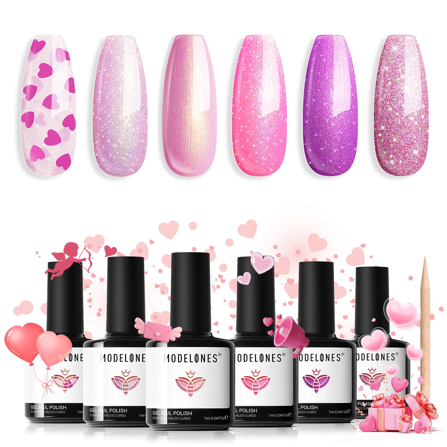modelones Gel Nail Polish Kit -6 Colors Nude Pink Milky White Gel Polish Set Skin Tones Neutral Brown Soak Off Gel Nail Kit Manicure DIY Nail Art Salon Home Gift : Beauty & Personal Care