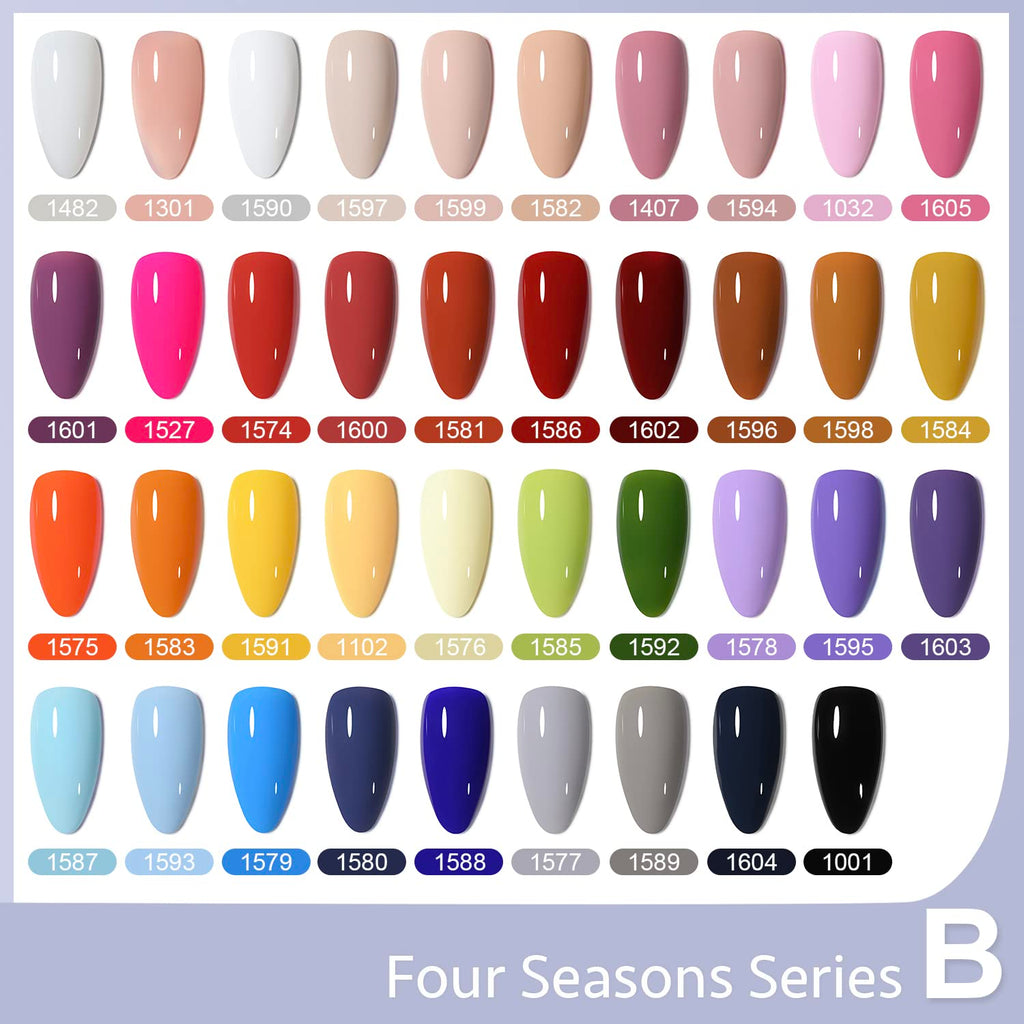 GAOY 42 Pcs Gel Nail Polish Kit. Pink White Red Jelly Nude Colors All Seasons Gel Nail Polish Set with Glossy & Matte Top Coat and Base Coat for DIY Manicure at Home : Beauty & Personal Care