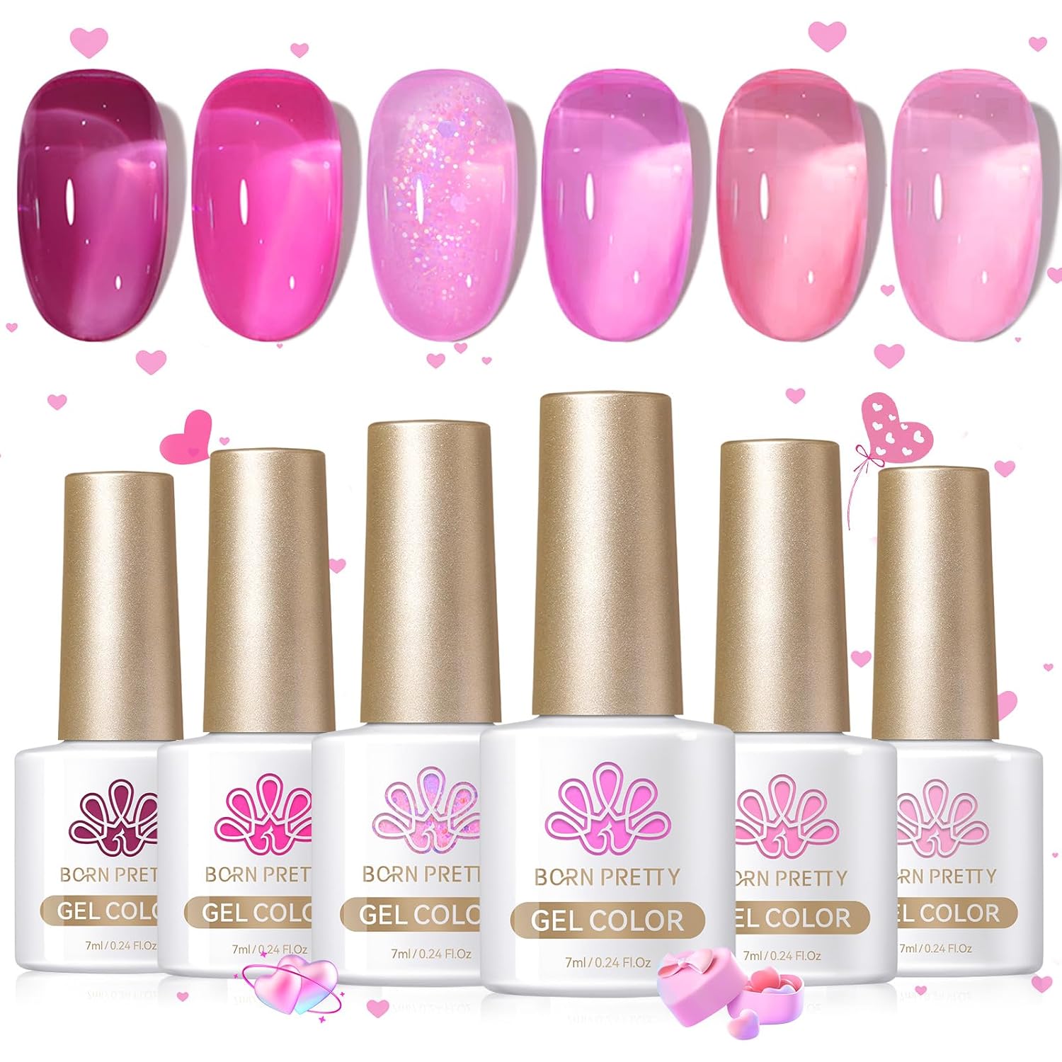 Born Pretty Pastel Gel Nail Polish Set Spring Summer Gel Polish Macaron Candy Sweet Color Gel Polish Easter Soft Pink Yellow Purple Blue Green Colors Collection Nail Art Gift Box 7ML 6PCS : Beauty & Personal Care