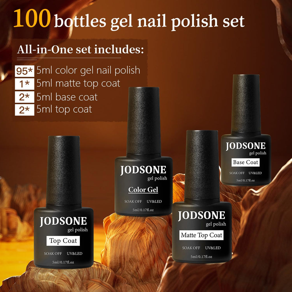JODSONE 100 PCS (5 ml each) Gel Nail Polish Kit No Wipe Soak off Base Coat and Matte Glossy Top Coat Gel Polish Collections Gifts for Manicure Lovers : Beauty & Personal Care